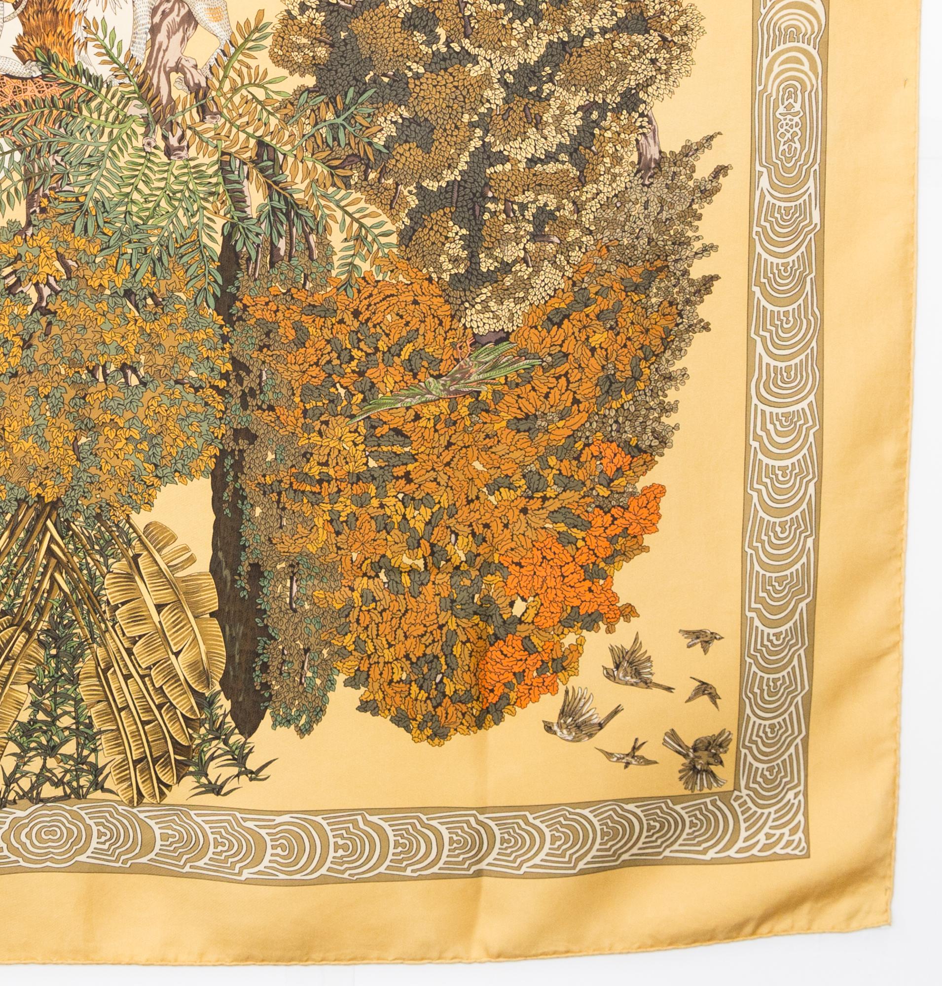 1998 Hermes Les Legendes de l Arbre by A Faivre Silk Scarf In Good Condition For Sale In Paris, FR