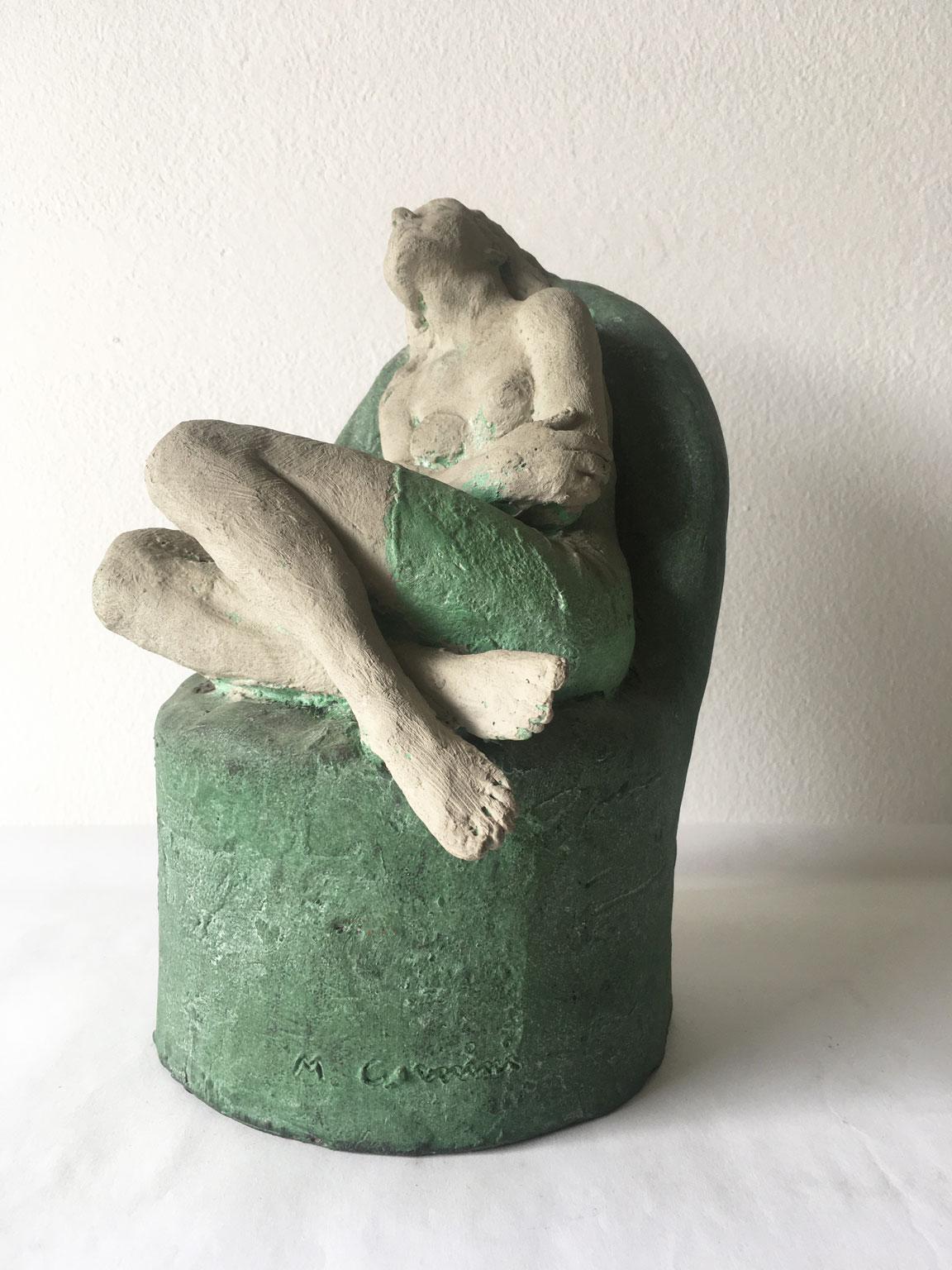 1998 Italy Bronze Woman Figurine Sculpture by Marco Cornini Attesa For Sale 7