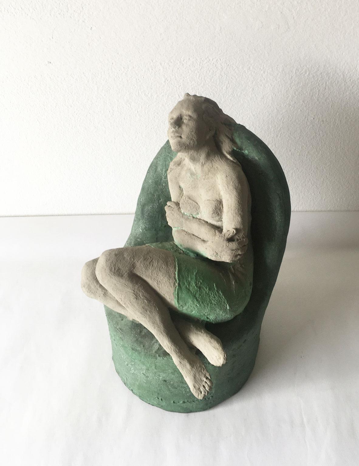 1998 Italy Bronze Woman Figurine Sculpture by Marco Cornini Attesa For Sale 8