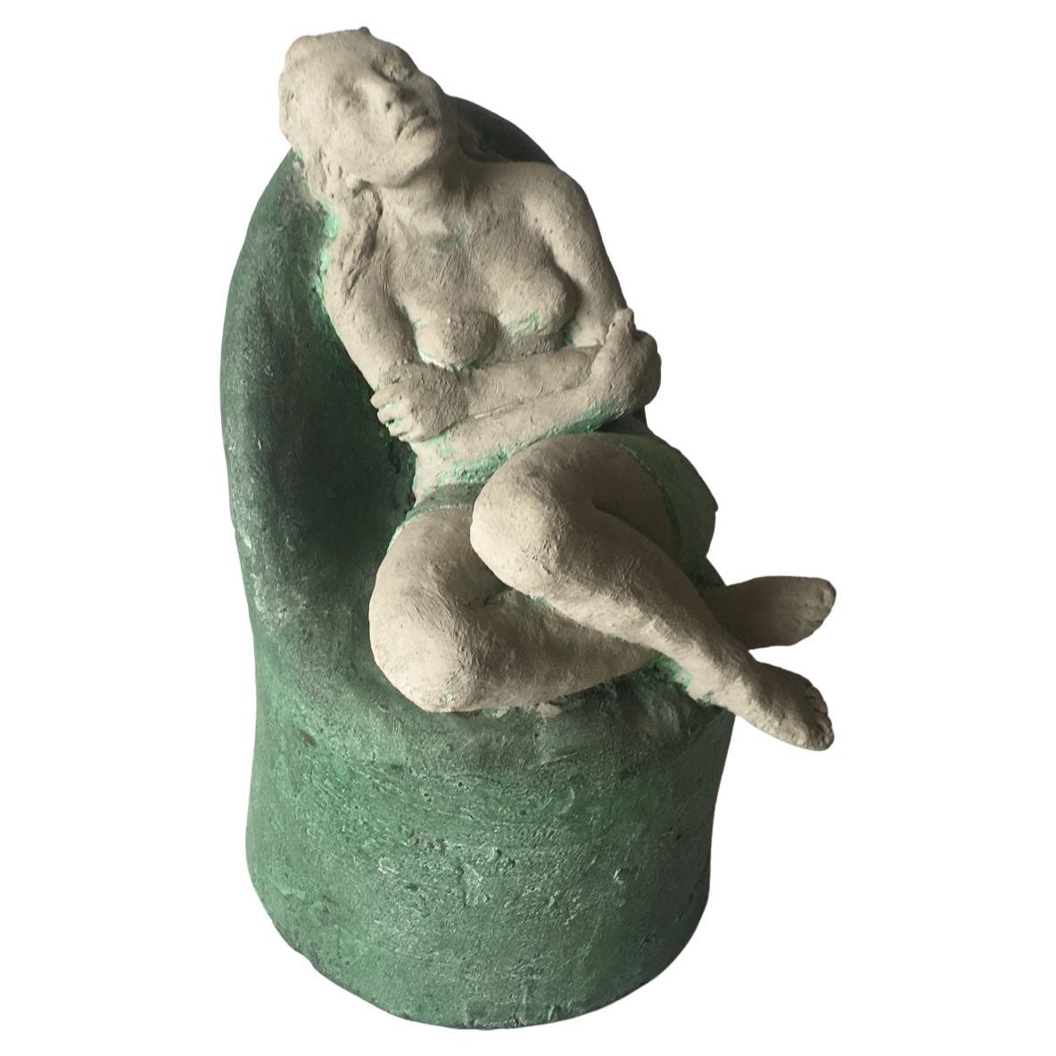 1998 Italia Escultura Mujer Figurilla de Bronce de Marco Cornini Attesa