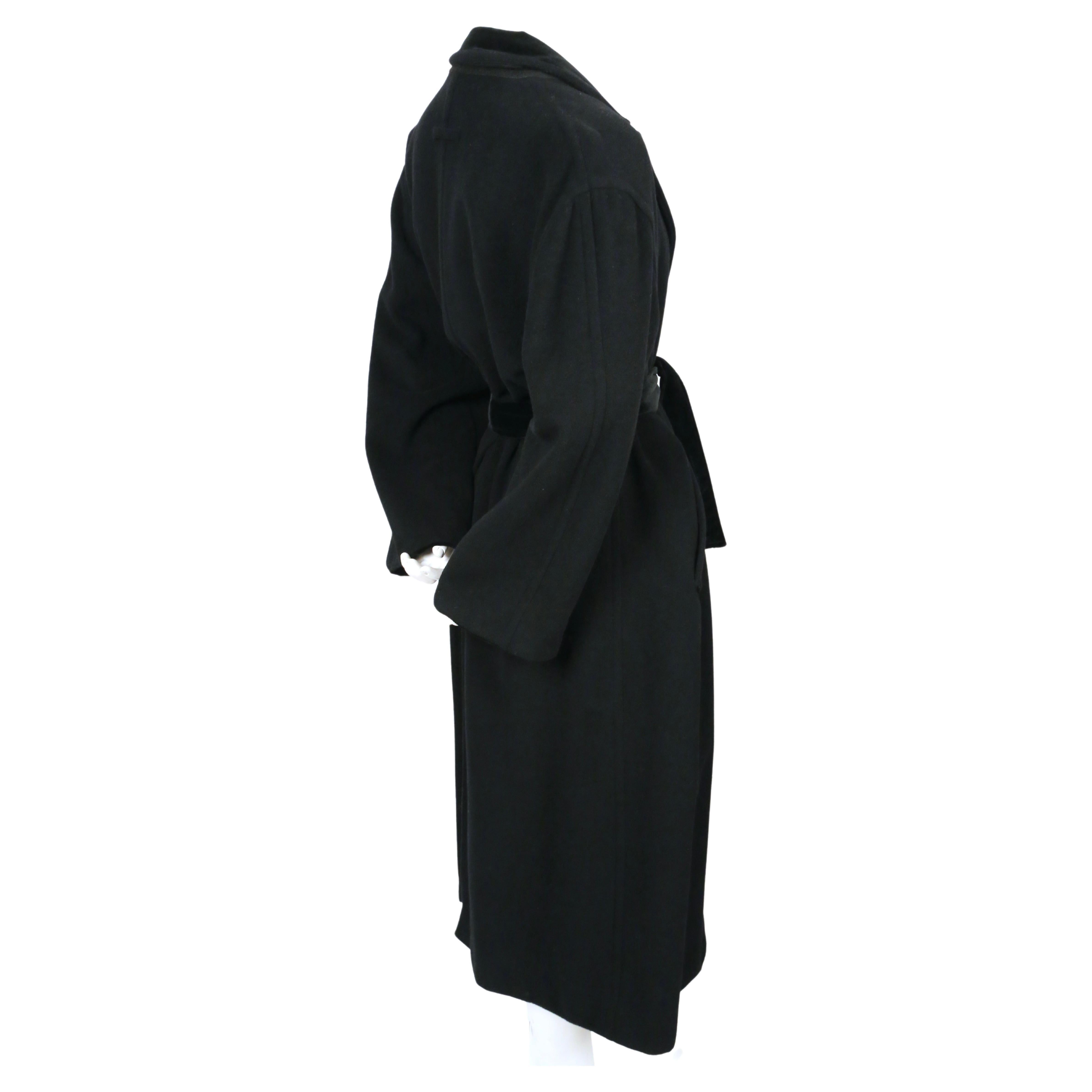 Women's 1998 JEAN PAUL GAULTIER black mohair and wool coat with velvet trim For Sale