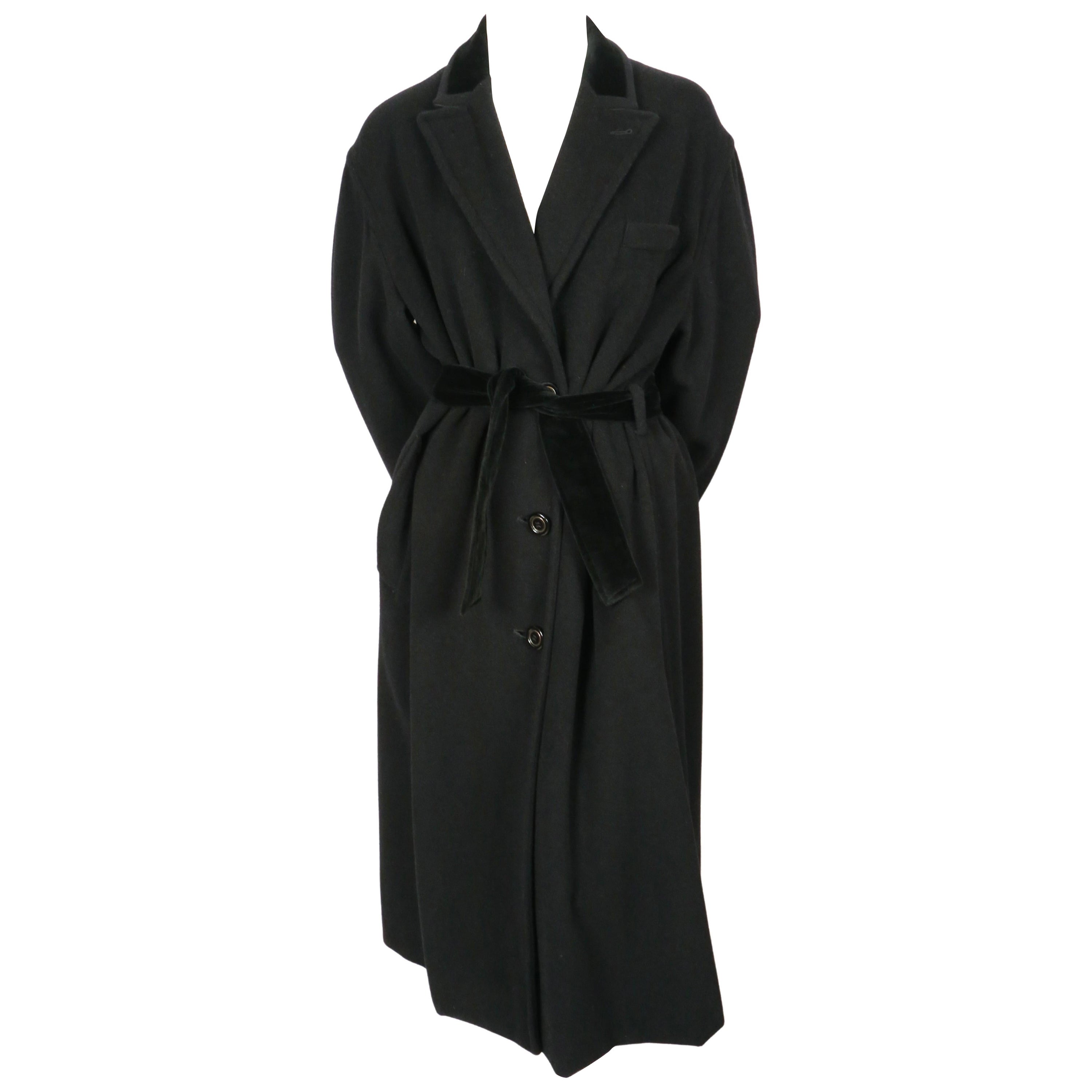 1998 JEAN PAUL GAULTIER cappotto nero in mohair e lana con finiture in velluto