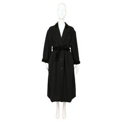 1998 JEAN PAUL GAULTIER cappotto nero in mohair e lana con finiture in velluto e ampio spacco