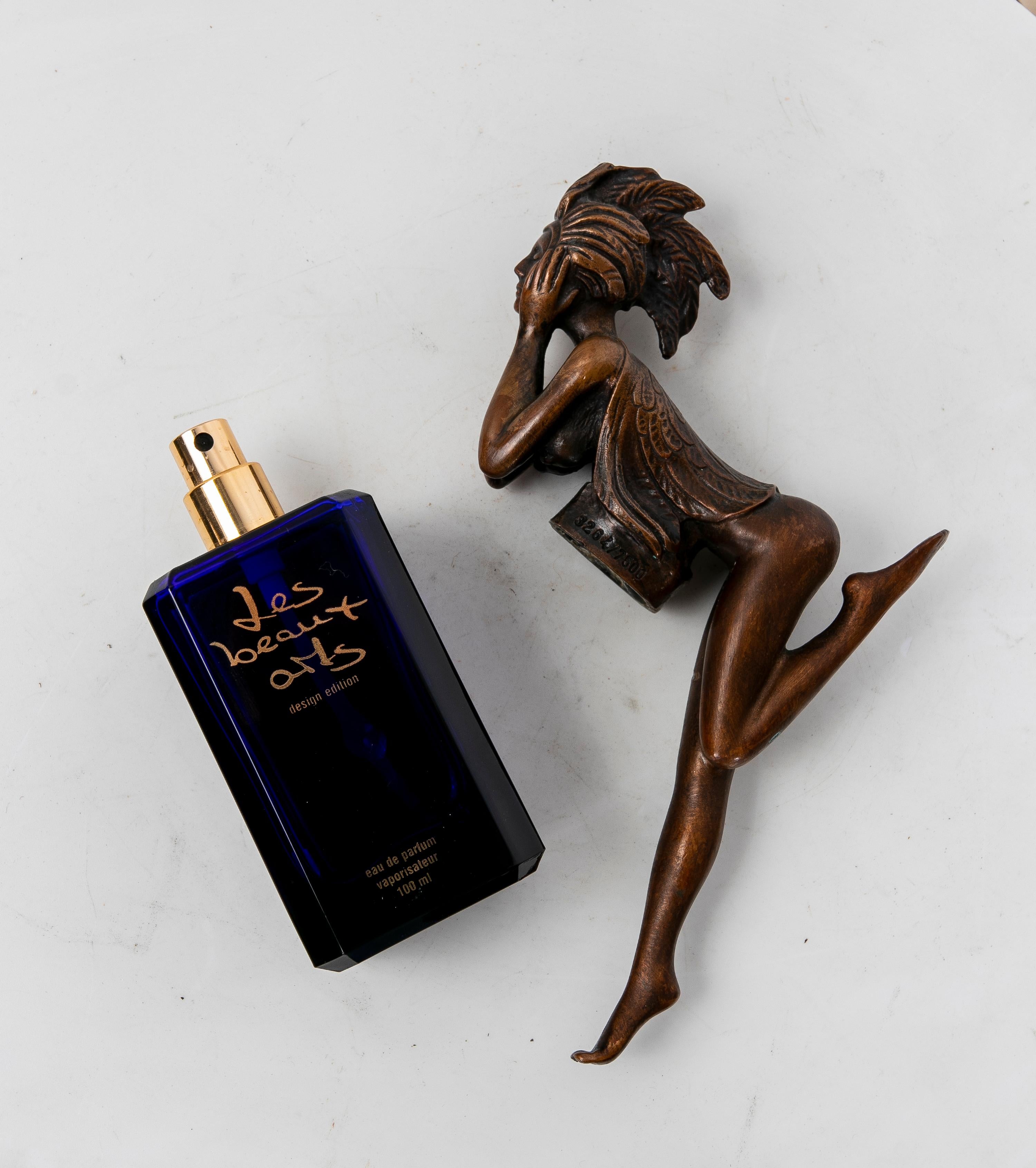 Flacon de parfum « Papagena » des Beaux-Arts en verre bleu foncé avec bronze, 1998 4