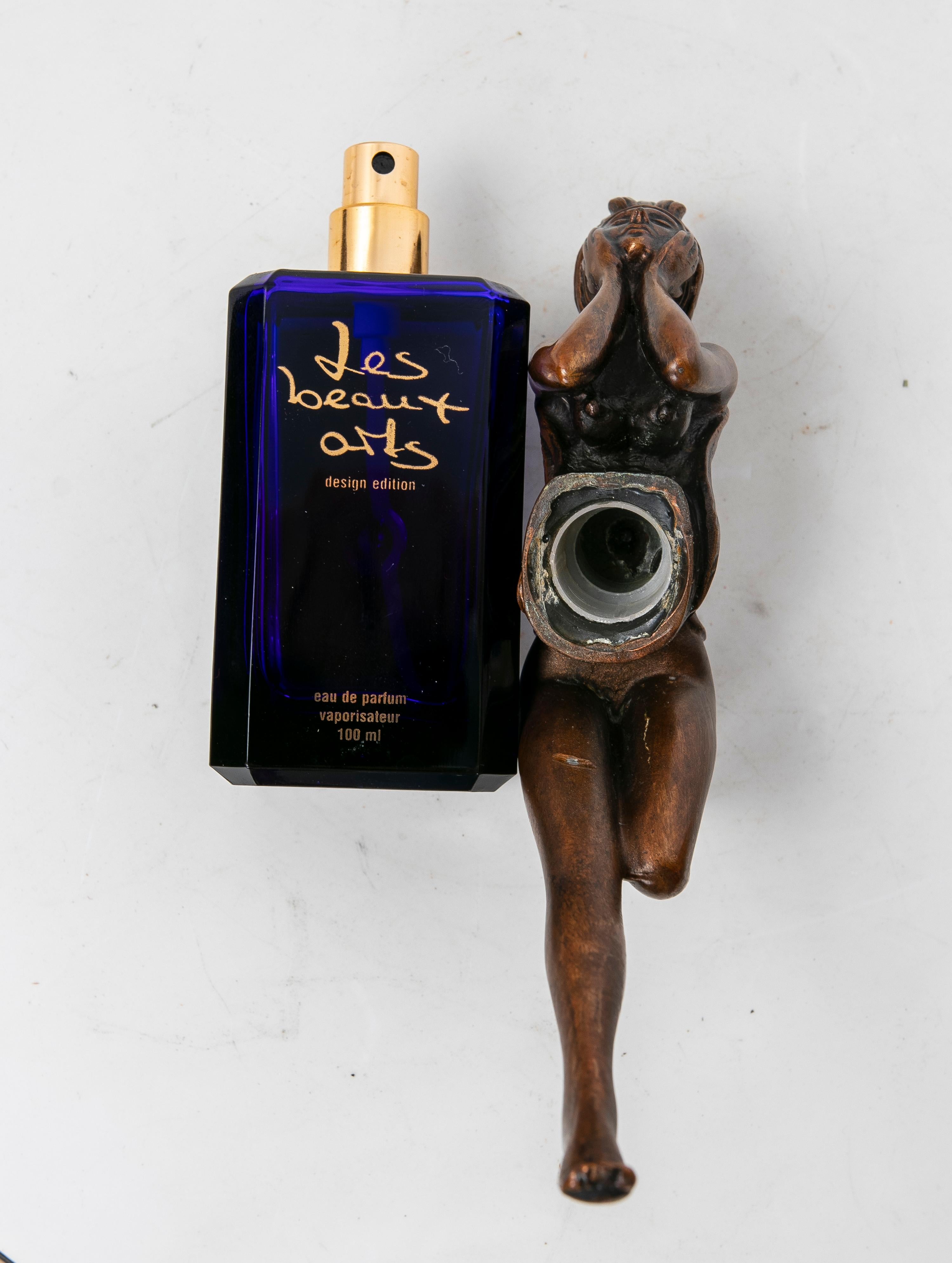 Flacon de parfum « Papagena » des Beaux-Arts en verre bleu foncé avec bronze, 1998 8