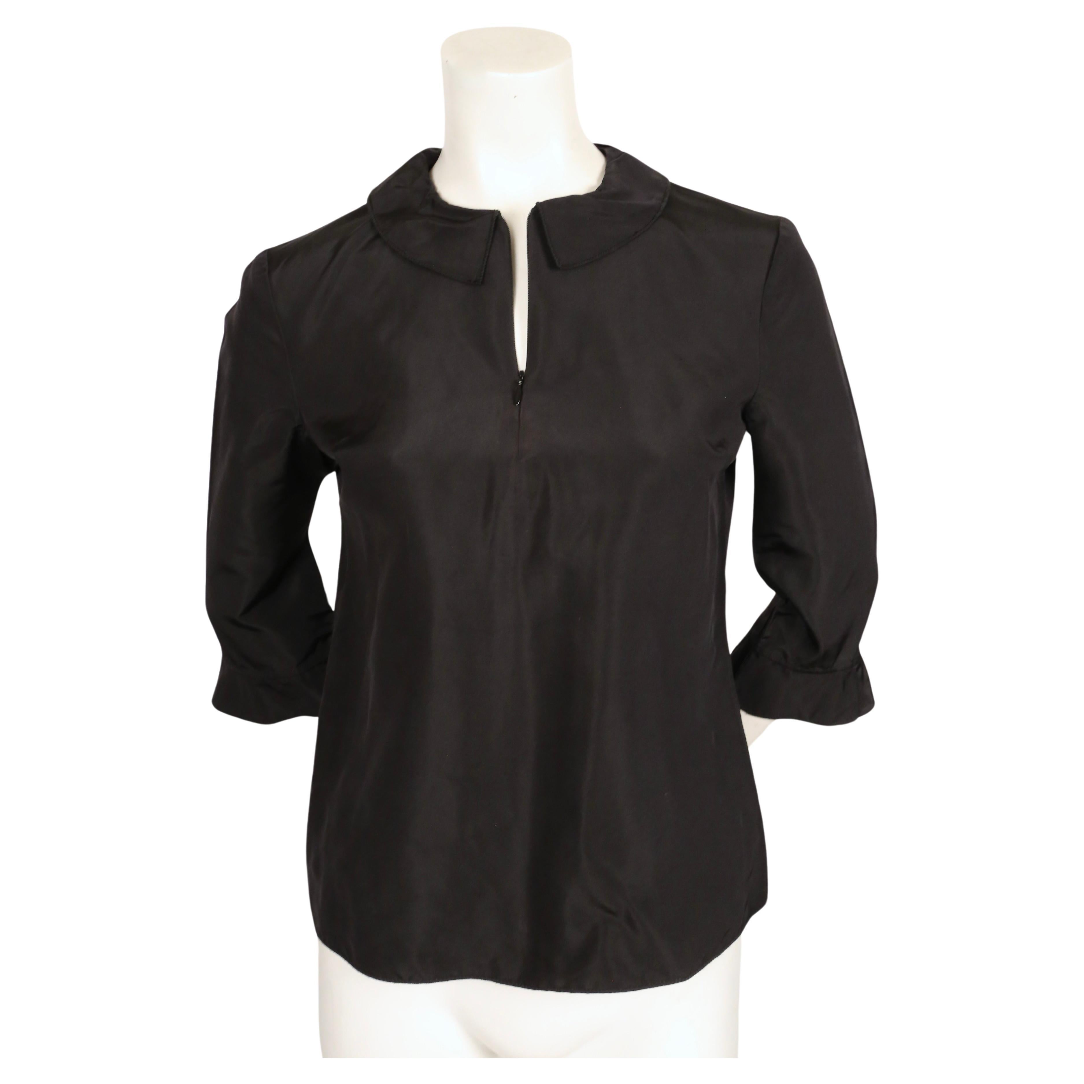 1998 MIU MIU minimalist black runway shirt with ruffles In Good Condition For Sale In San Fransisco, CA