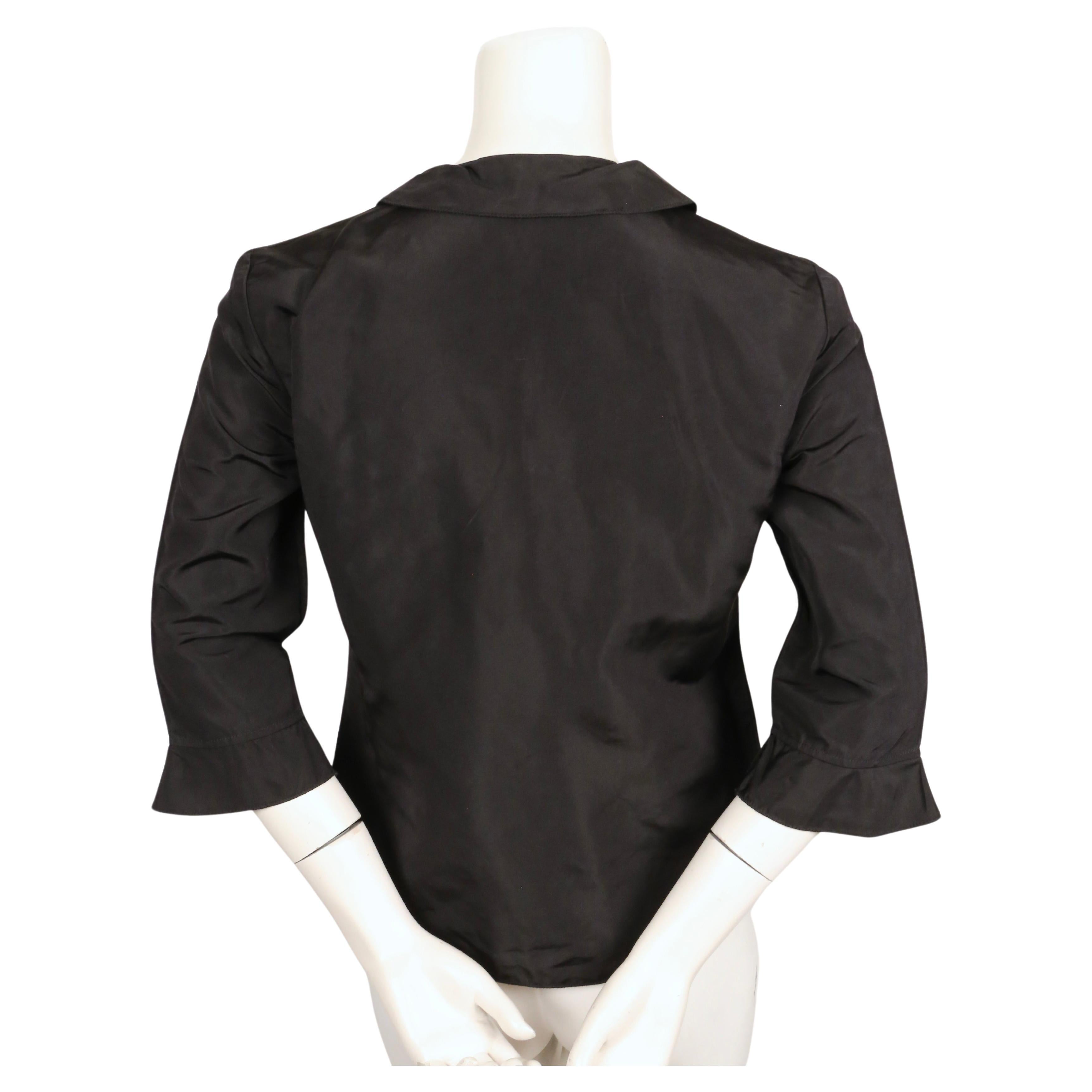 1998 MIU MIU minimalist black runway shirt with ruffles For Sale 2