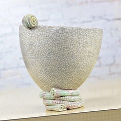 Moderne Meeresgrün glasierte Steingut-Keramik-Skulptur von Martin Bleyer, 1998