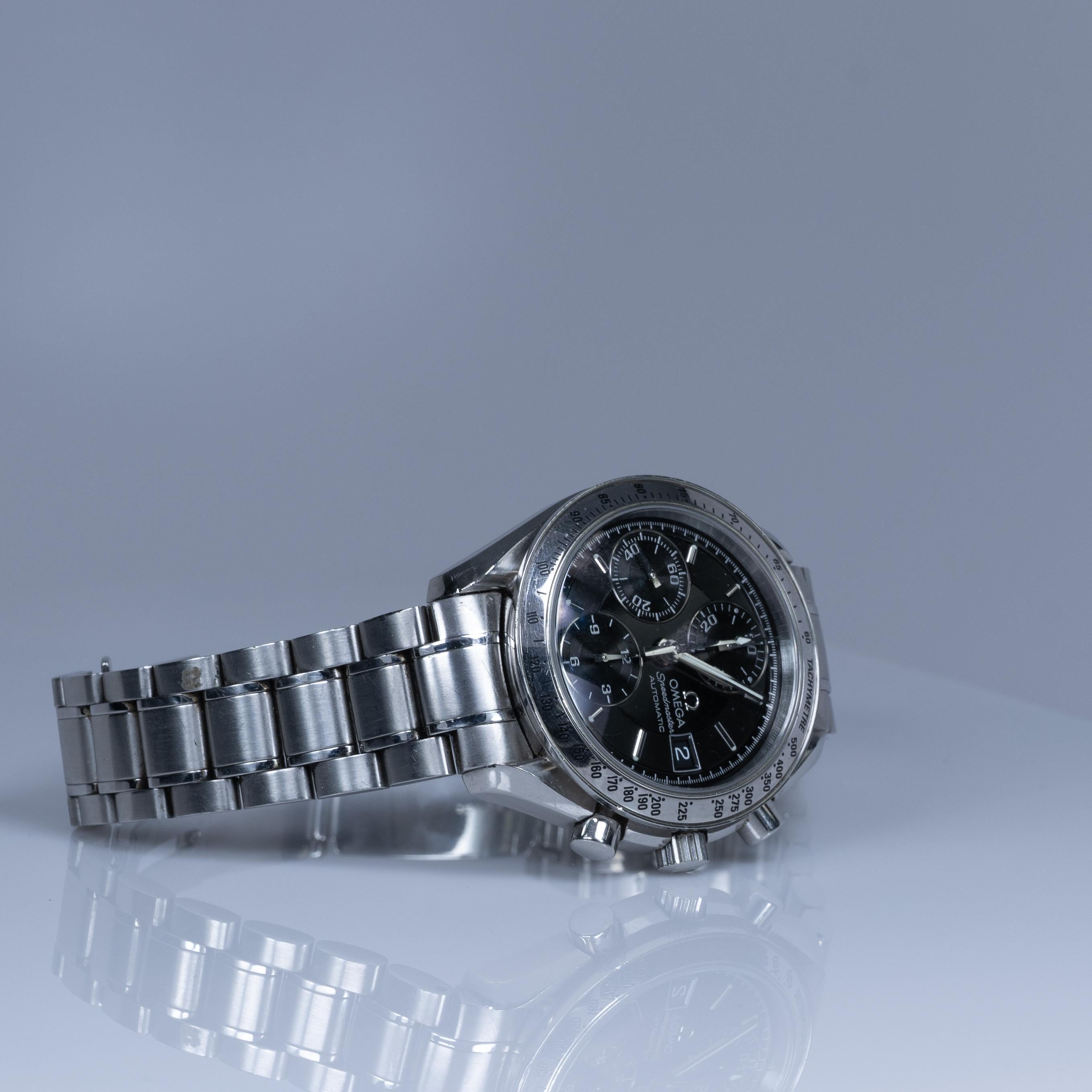 1998 Omega Speedmaster Chronograph Datum Schwarz 39mm Stahl Automatik-Armbanduhr Herren