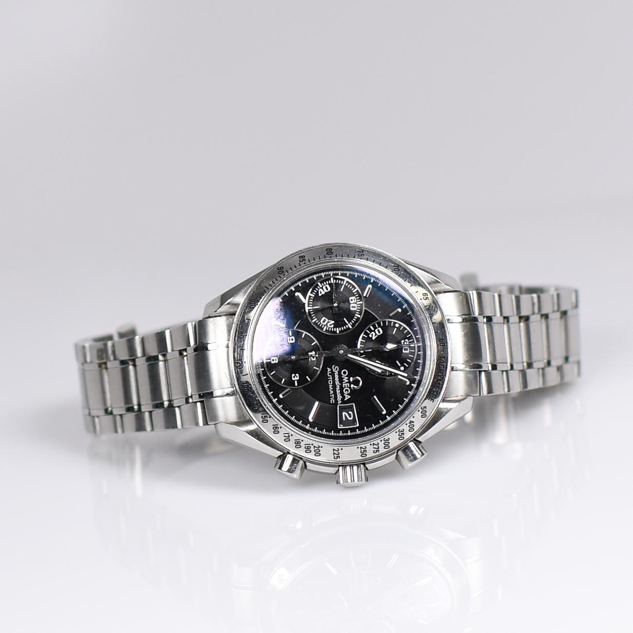 1998 Omega Speedmaster Chronograph Datum Schwarz 39mm Stahl Automatik-Armbanduhr 1