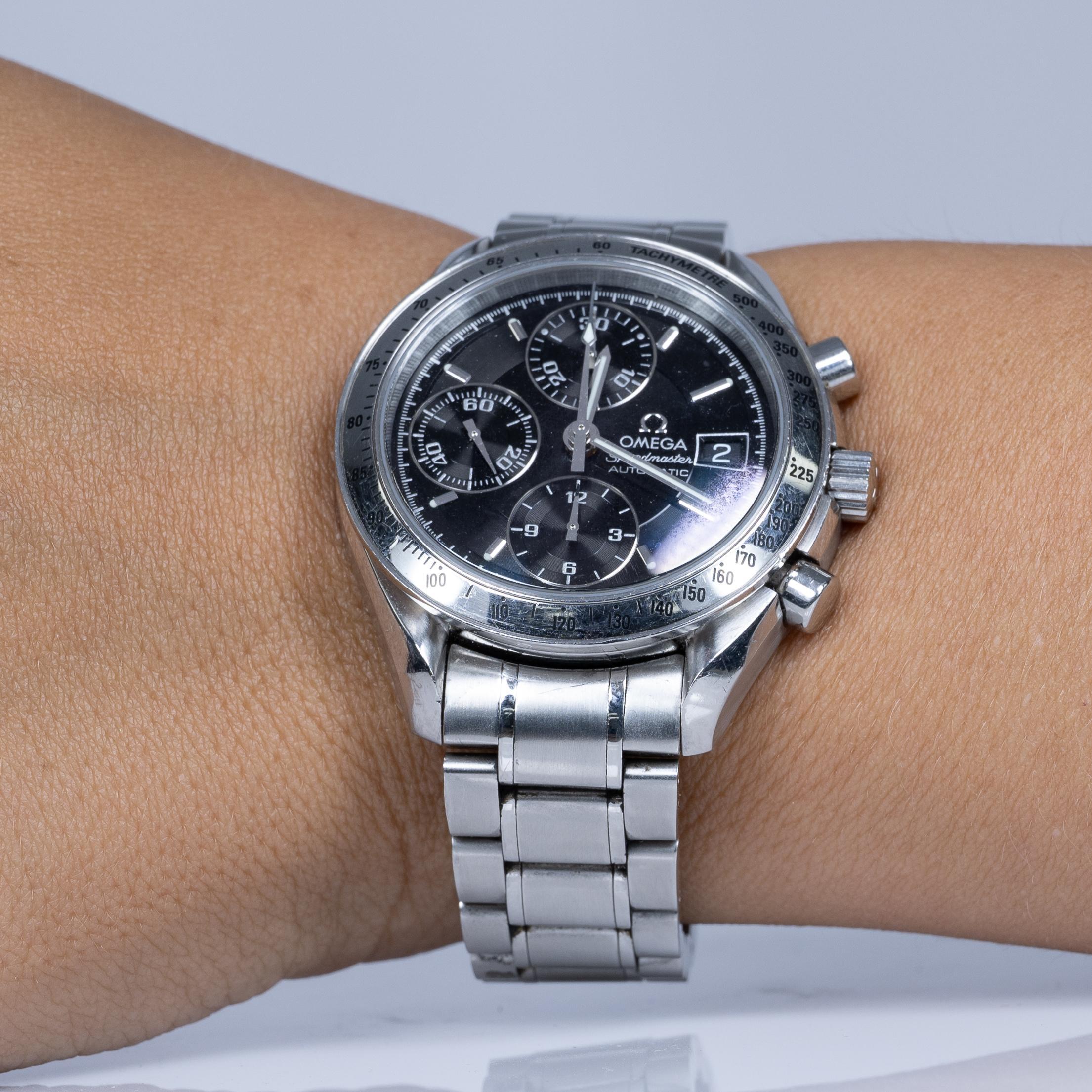 1998 Omega Speedmaster Chronograph Datum Schwarz 39mm Stahl Automatik-Armbanduhr 3