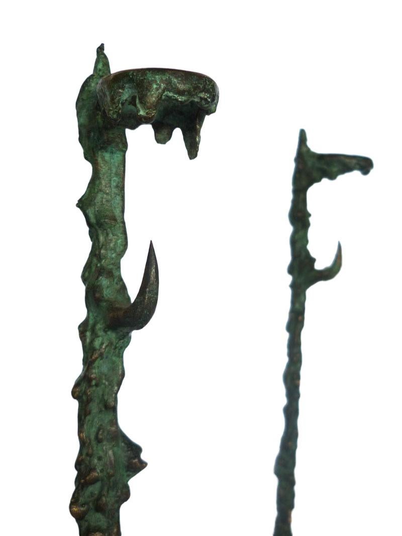 Post-Modern 1998 Oscar Tusquets Blanca Driade Surrealistic Design Bronze 2 Candleholders For Sale