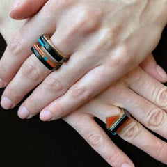 Richard Chavez, bague en or jaune, corail, turquoise, 1998