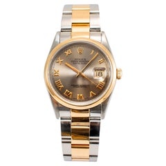 1998 Rolex Datejust 36MM 16203 Brown Oyster Yellow Gold Stainless Steel Watch