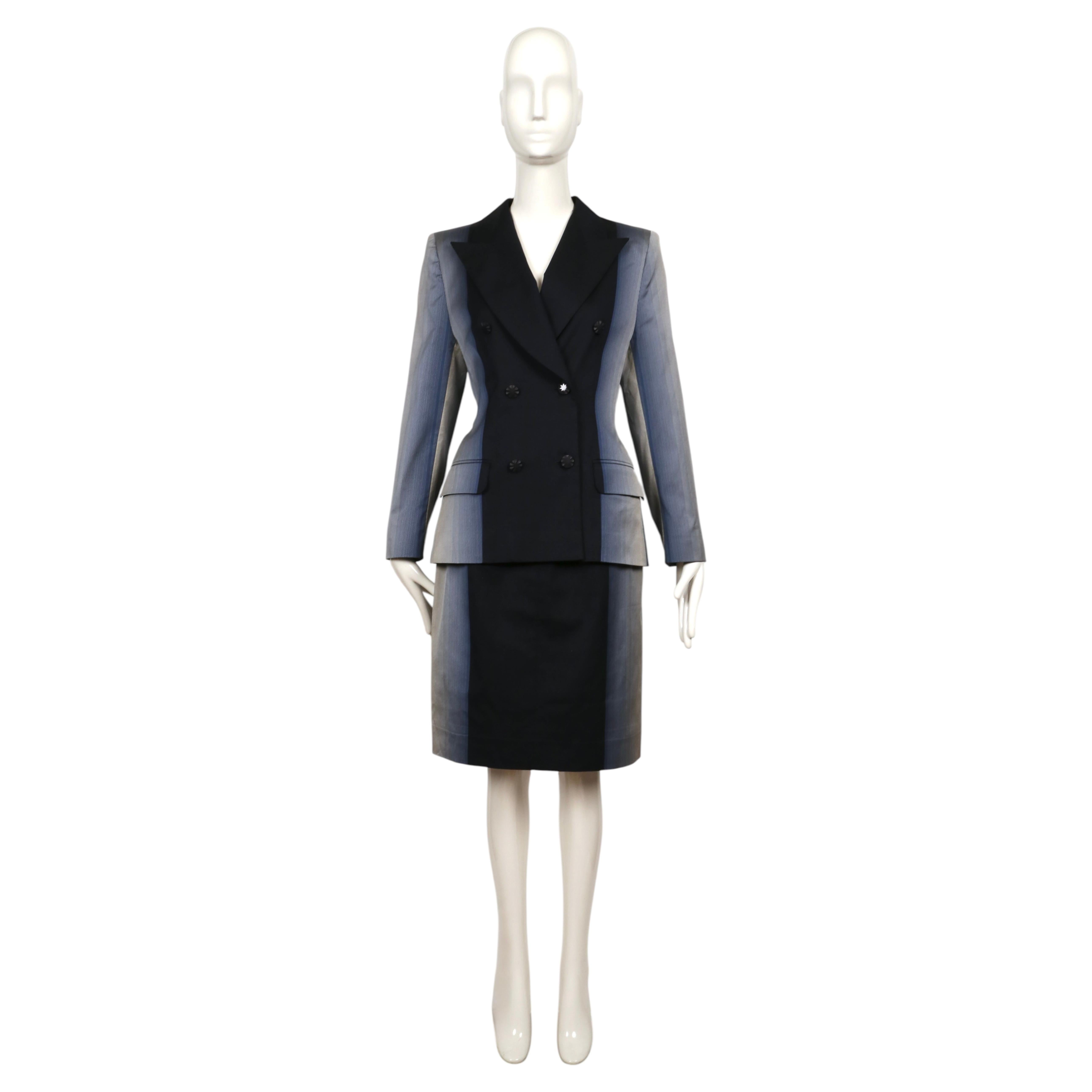 1998 S/S GIVENCHY COUTURE by ALEXANDER MCQUEEN illusion striped silk skirt suit