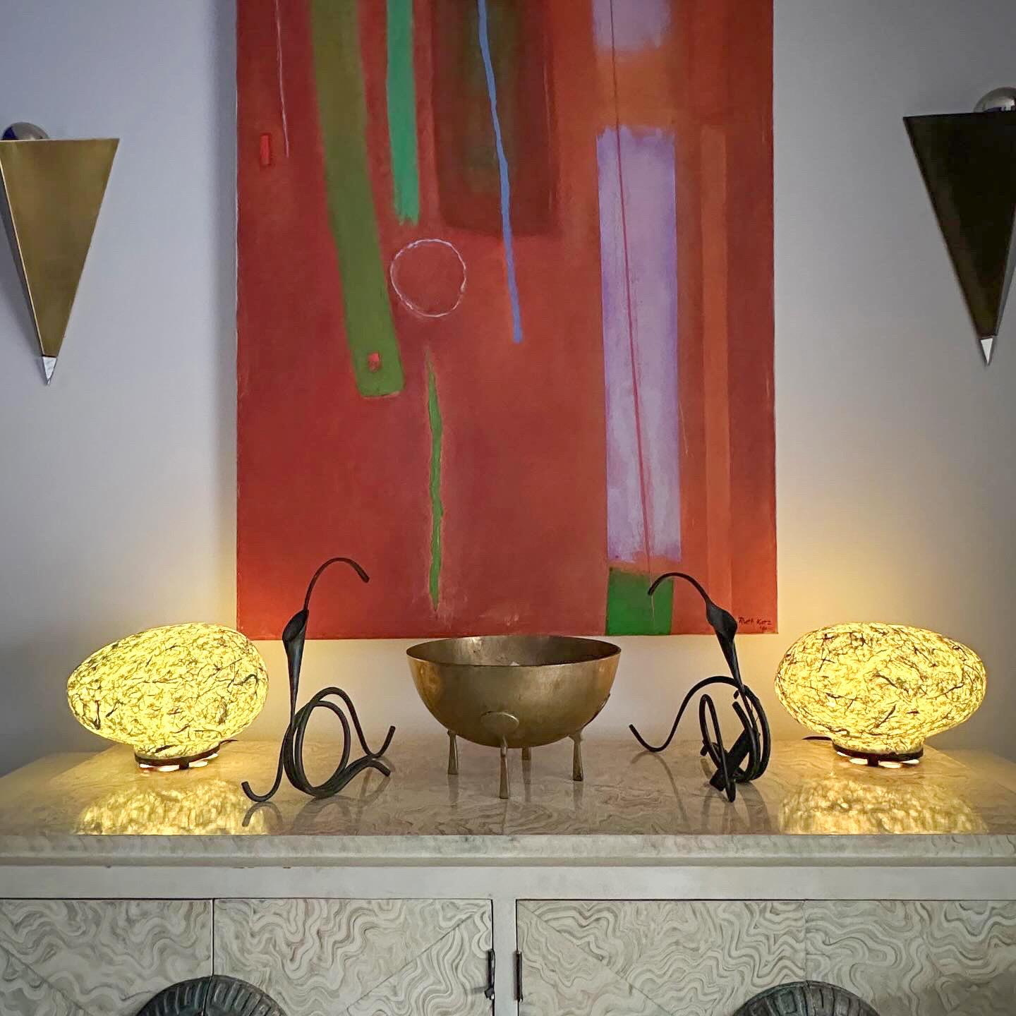 1998 Tarogo Japan Paper Amorphous Table or Wall Lamp Pair For Sale 3