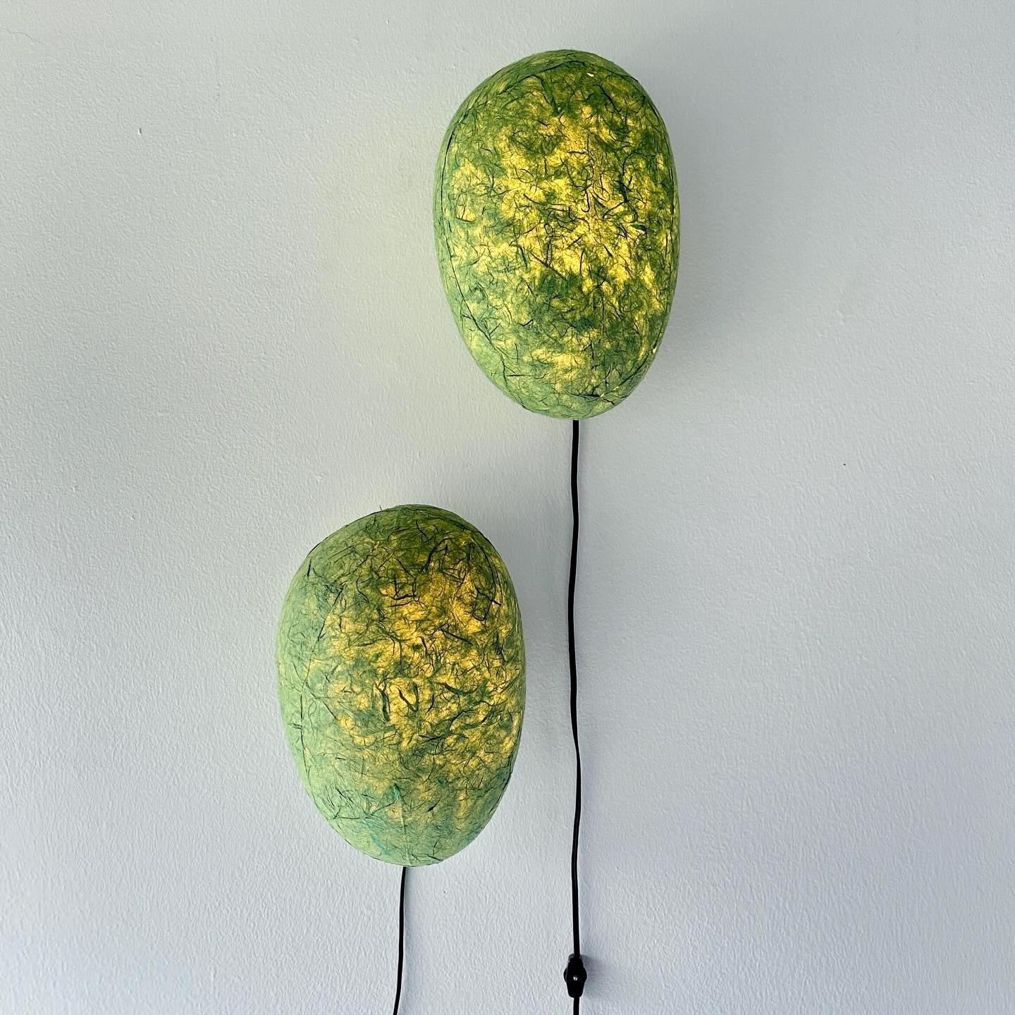 1998 Tarogo Japan Paper Amorphous Table or Wall Lamp Pair For Sale 4