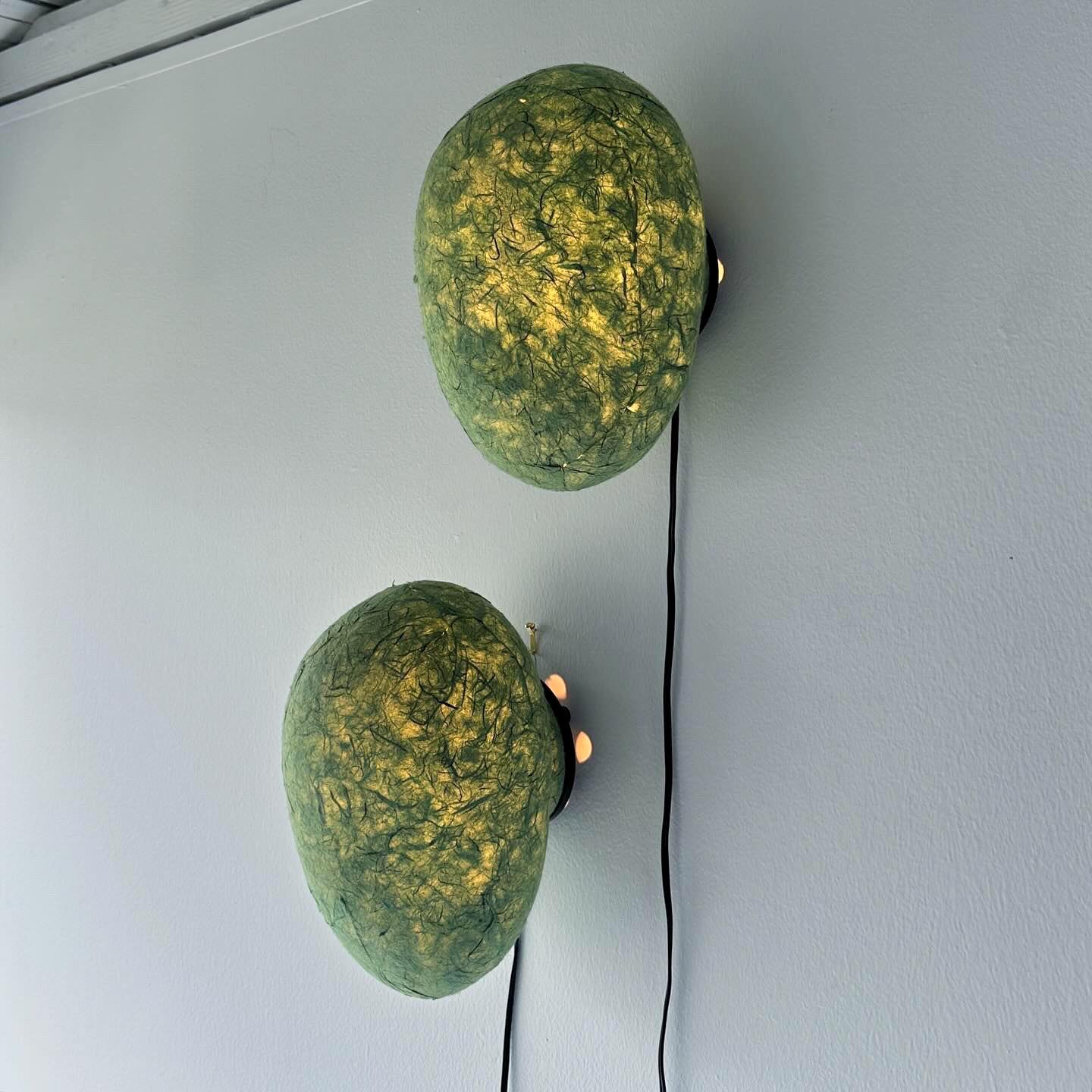 1998 Tarogo Japan Paper Amorphous Table or Wall Lamp Pair For Sale 5