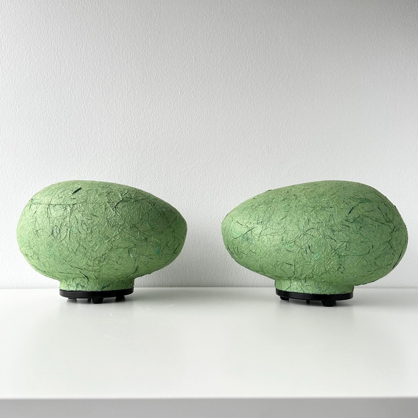1998 Tarogo Japan Paper Amorphous Table or Wall Lamp Pair In Excellent Condition For Sale In Westfield, NJ
