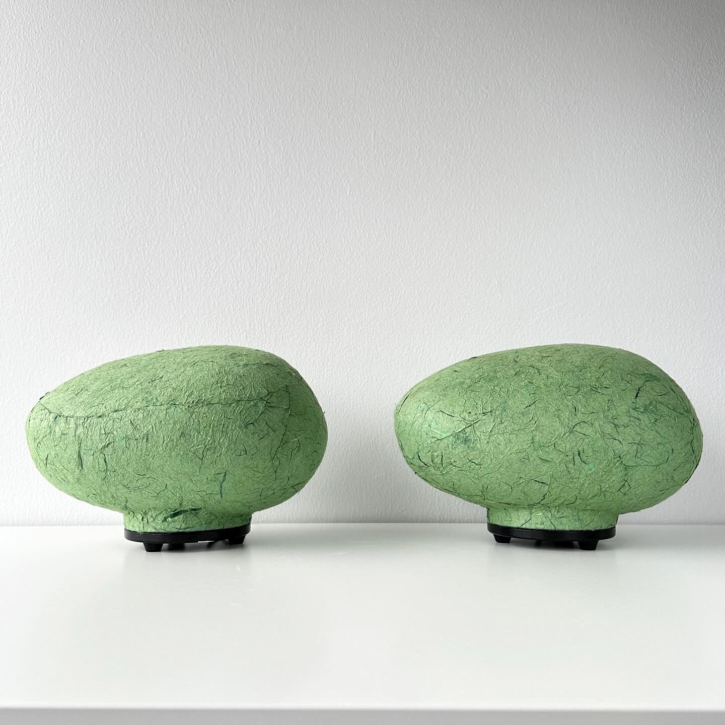 Plastic 1998 Tarogo Japan Paper Amorphous Table or Wall Lamp Pair For Sale