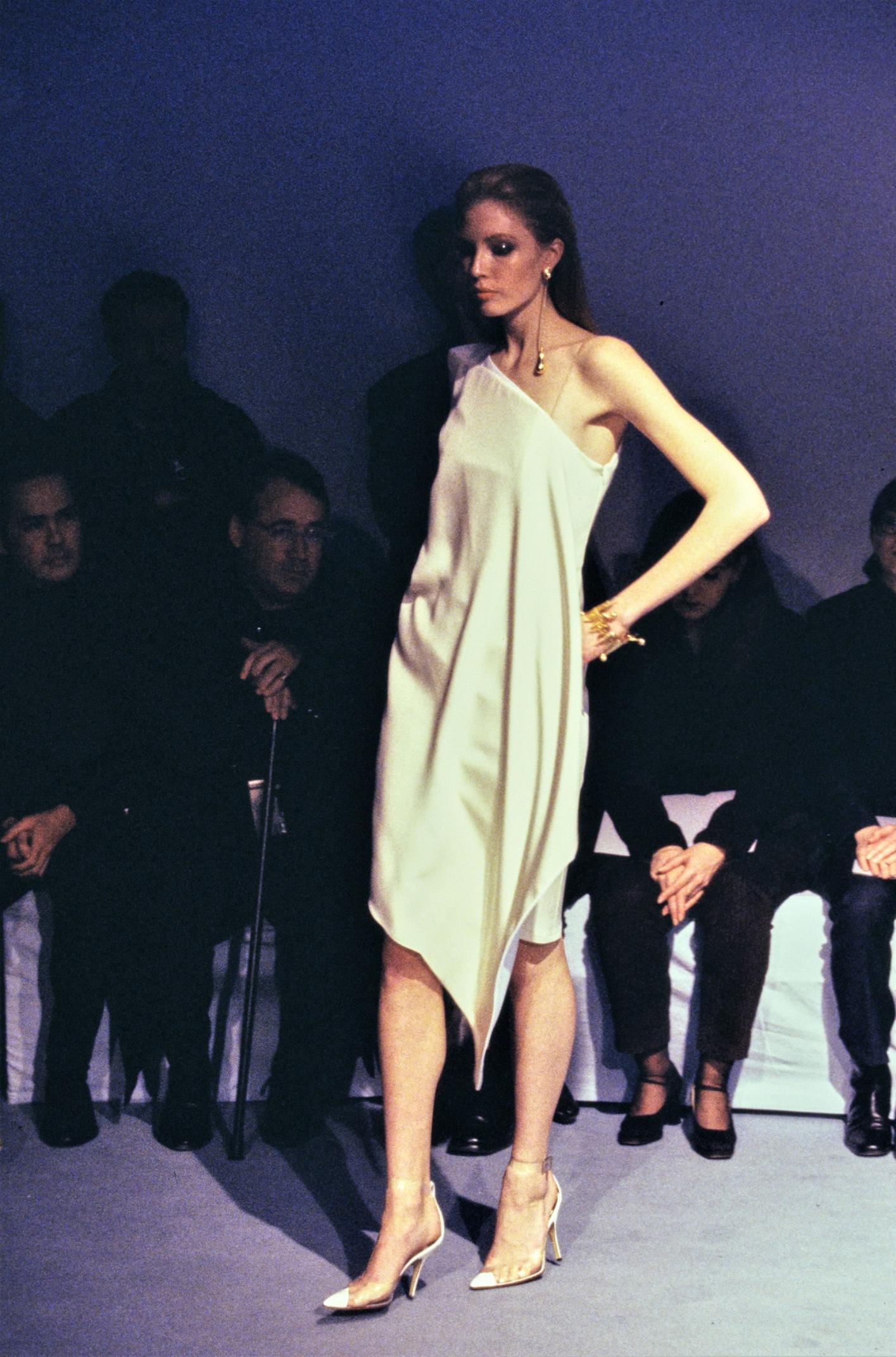 1998 Thierry Mugler Documented Zebra Print Silk One-Shoulder Dress 1