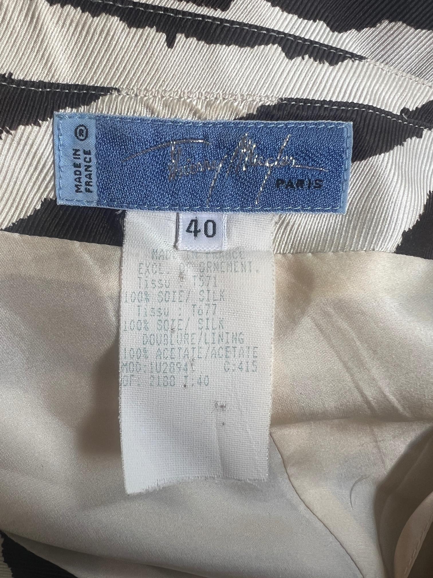 1998 Thierry Mugler Documented Zebra Print Silk One-Shoulder Dress 3
