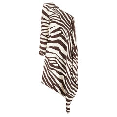 1998 Thierry Mugler Documented Zebra Print Silk One-Shoulder Dress