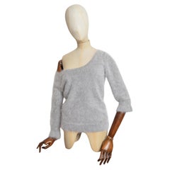 1998 Tom Ford Era GUCCI Soft fluffy Grey Angora 3/4 Sleeve Knit Sweater - Jumper