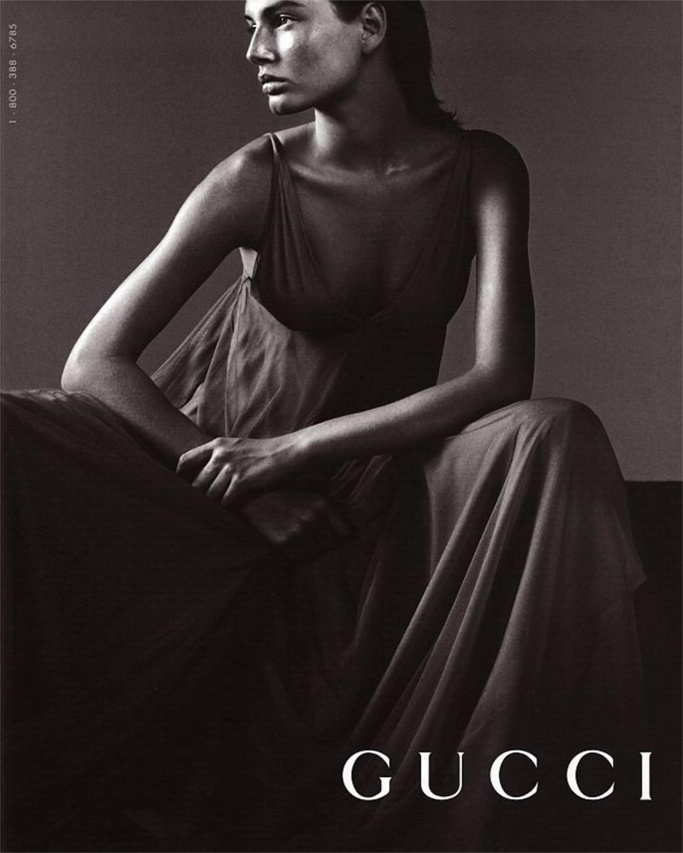 Brown 1998 Tom Ford for Gucci Runway 'Gisele' Nude Illusion Tulle Low-Cut Plunge Gown