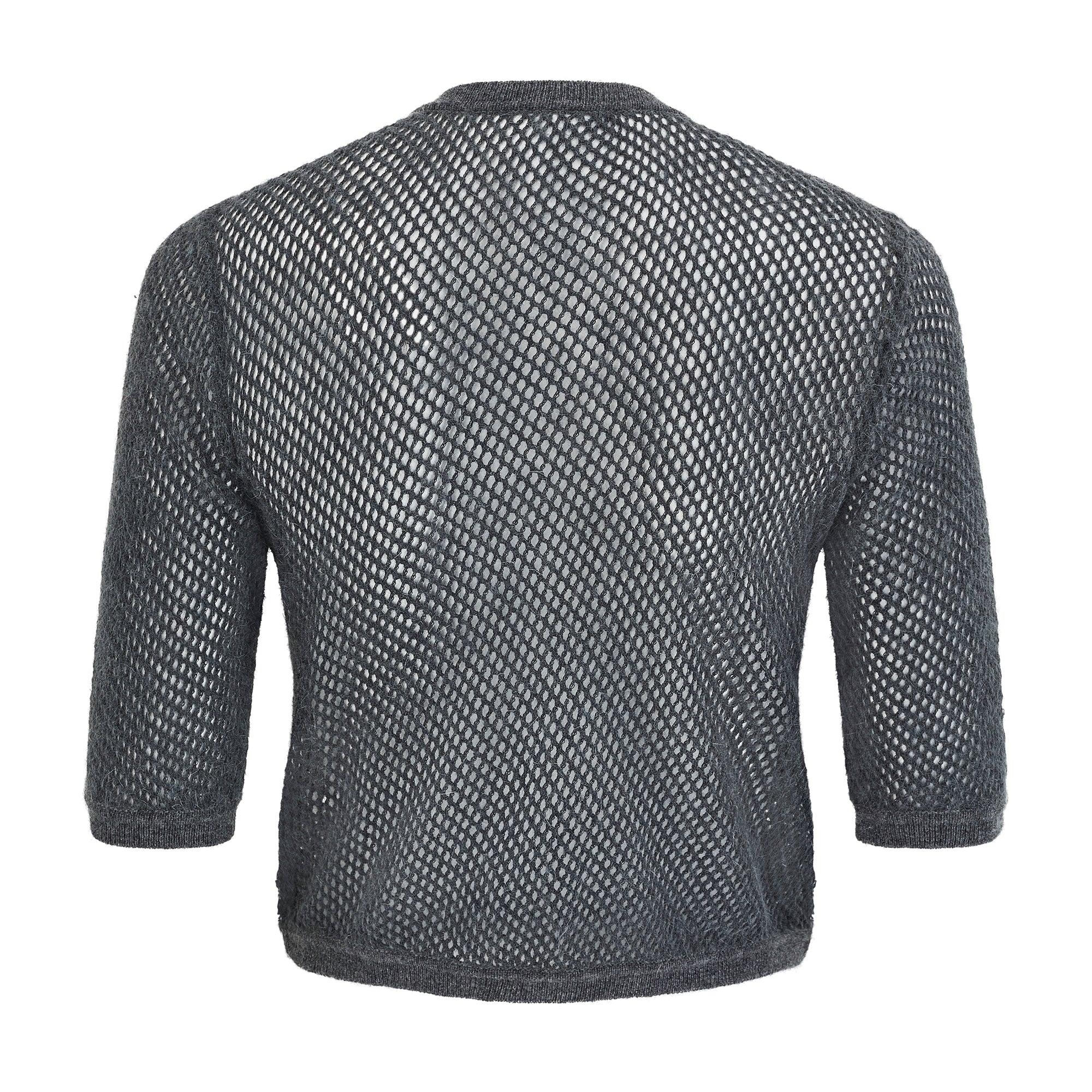 Black 1998 Valentino Haute Couture Cashmere and Leather Embellished Jumper For Sale