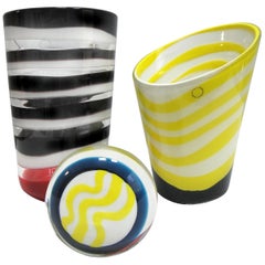 1998 Vintage Gianni Versace Venini Murano Art Glass Vases and Paperweight