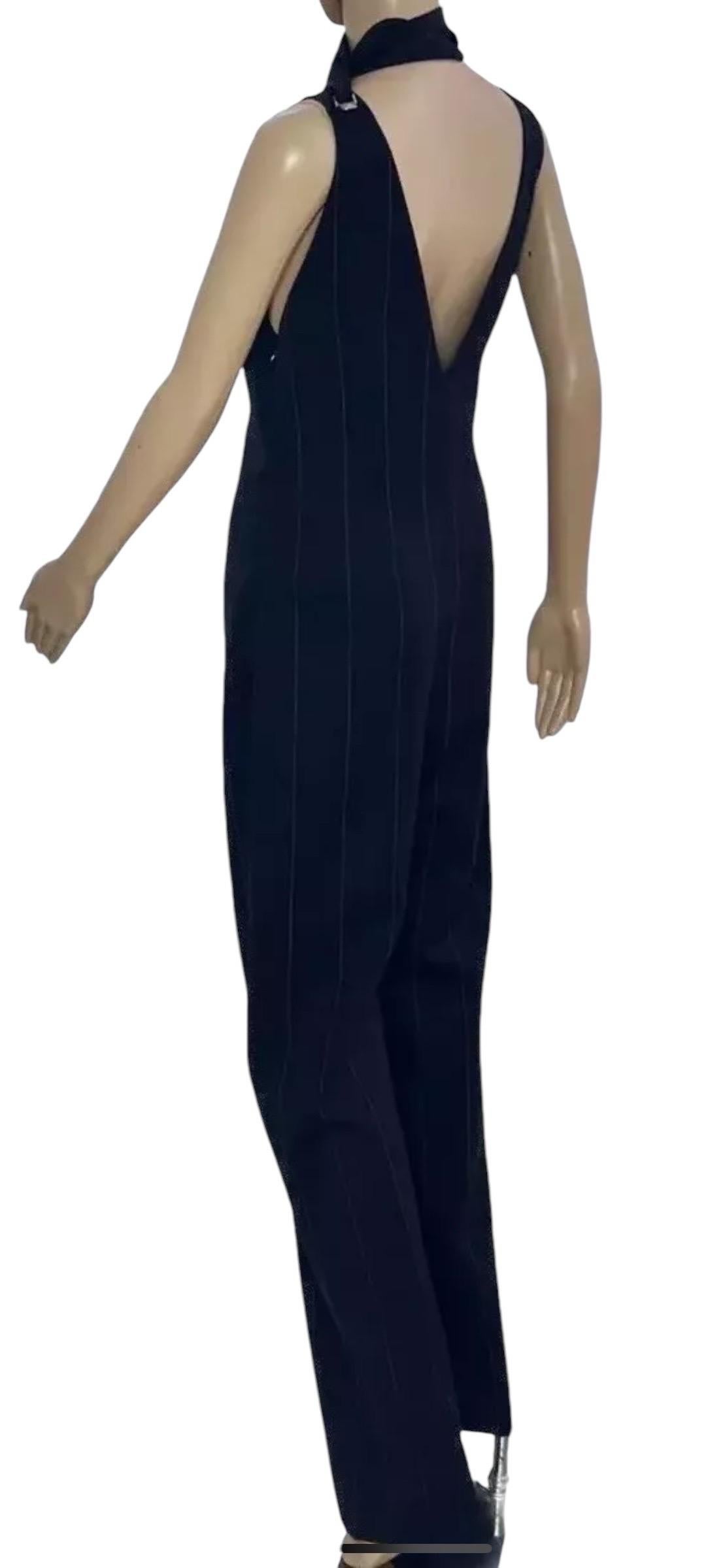 Women's 1998 Vintage Gianni Versace Couture Pinstripe Jumpsuit IT 42 NWT For Sale