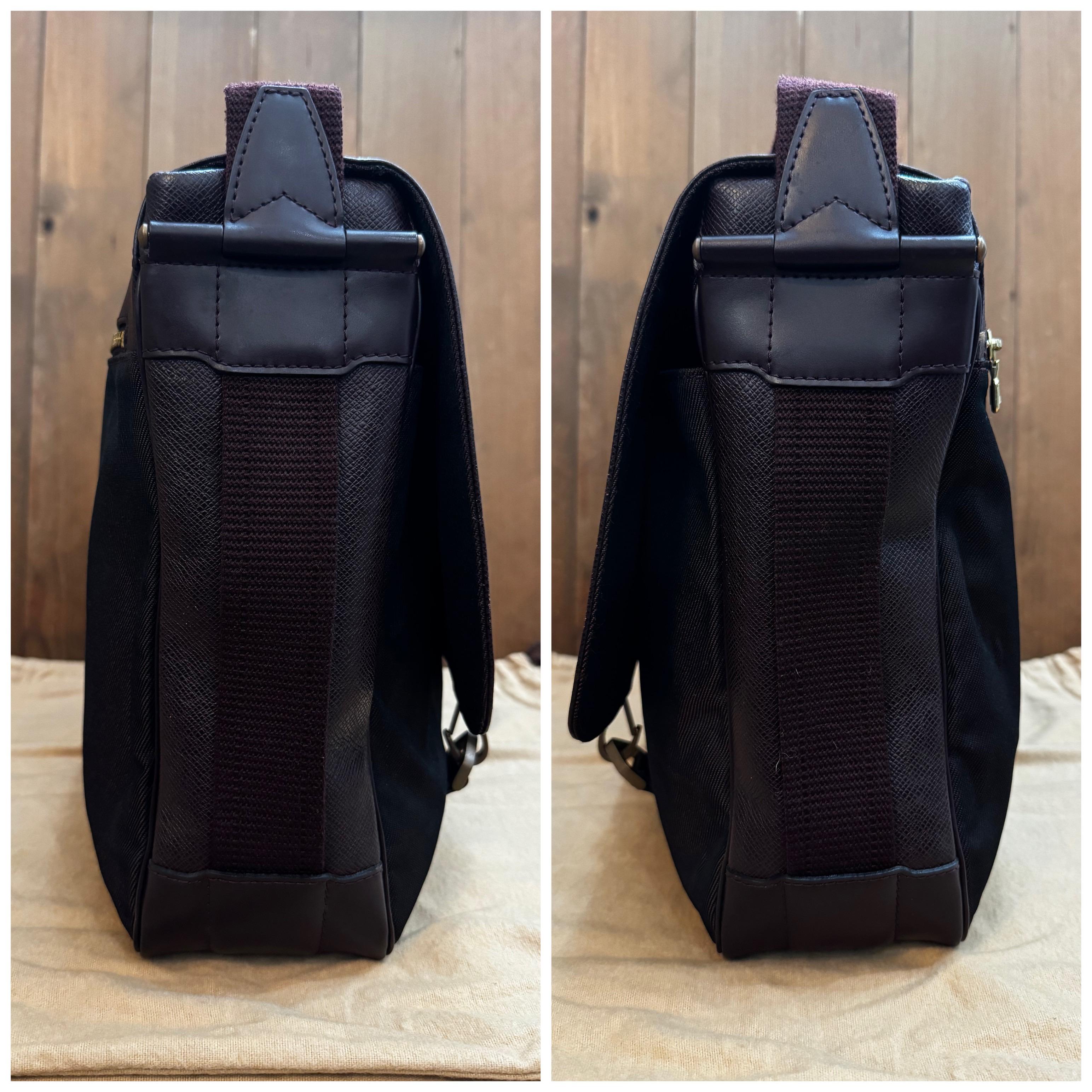 1990er Jahre Vintage LOUIS VUITTON Taiga Leder Messenger Bag Burgunderfarbene große 6