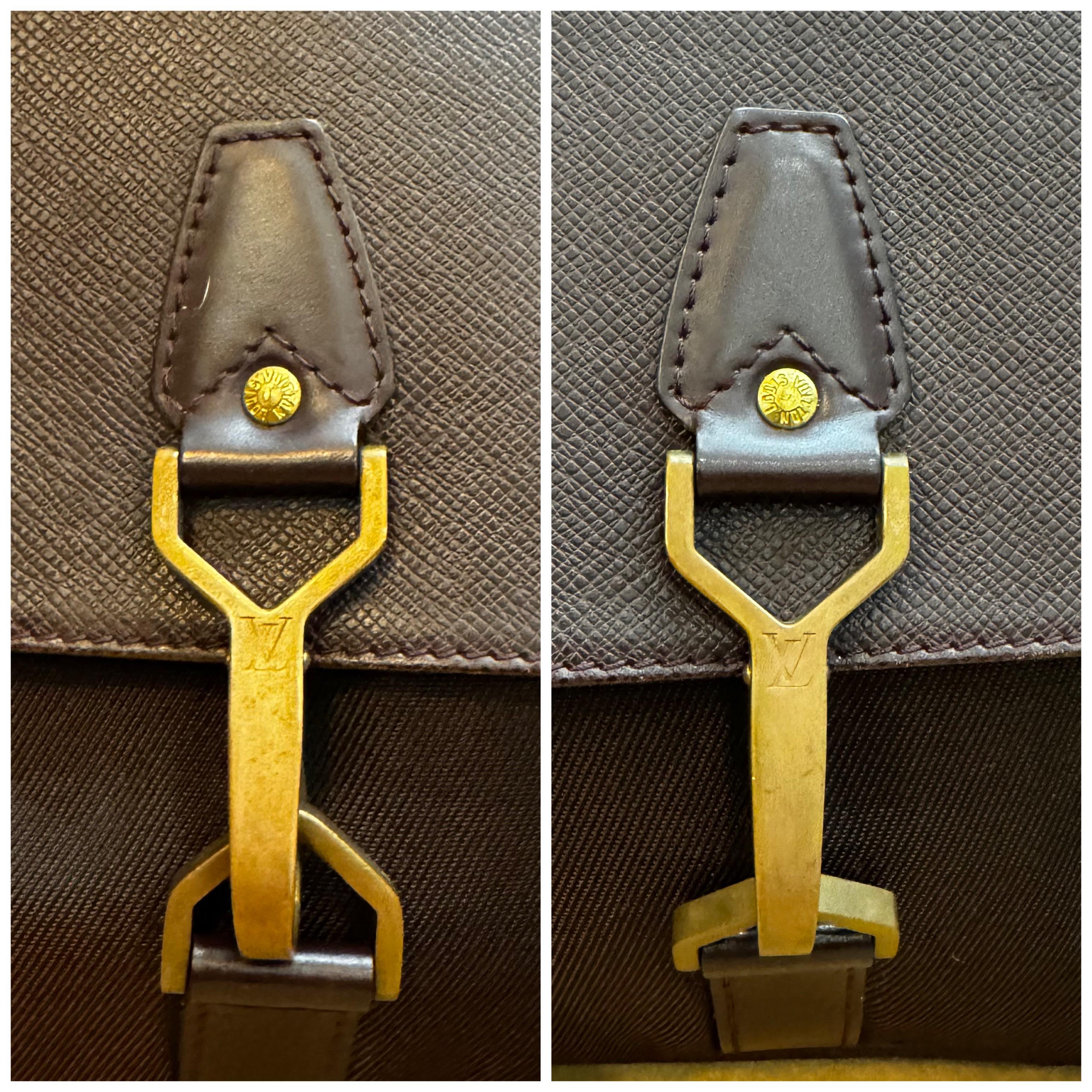 1990er Jahre Vintage LOUIS VUITTON Taiga Leder Messenger Bag Burgunderfarbene große 3