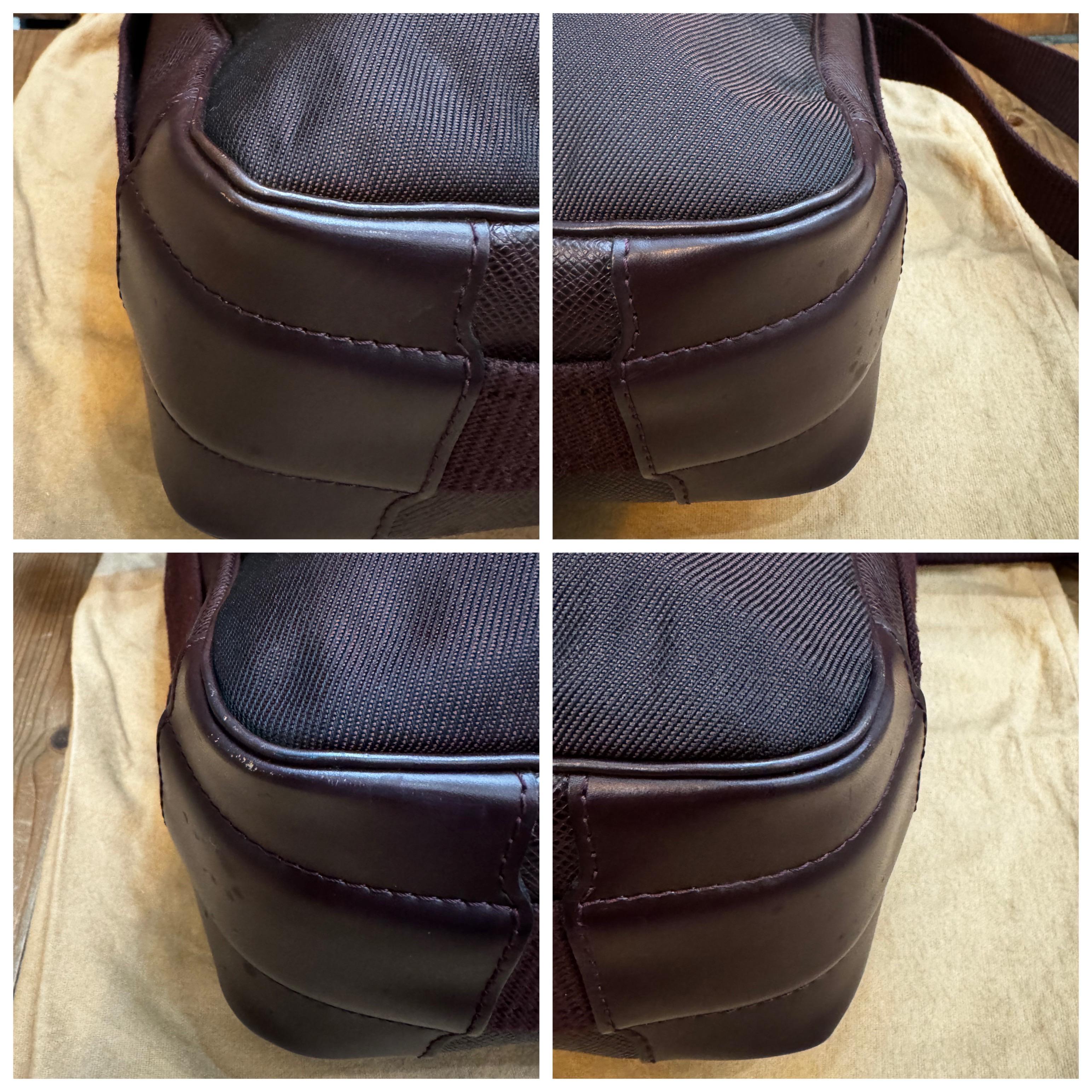 1990er Jahre Vintage LOUIS VUITTON Taiga Leder Messenger Bag Burgunderfarbene große 4
