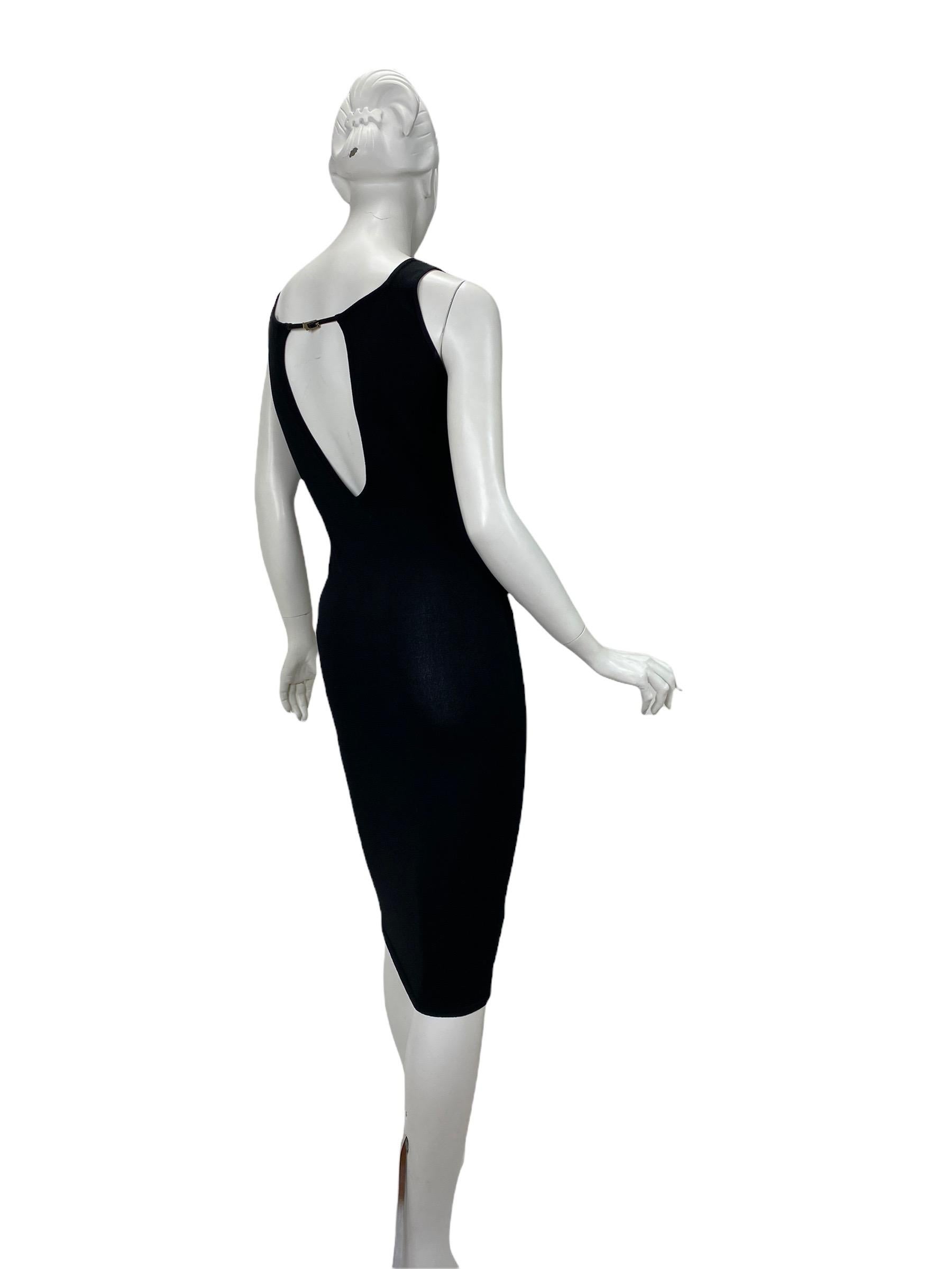 1998 Ad Campaign Vintage Tom Ford for Gucci Bodycon Black Knit Dress Size 40 In Excellent Condition For Sale In Montgomery, TX