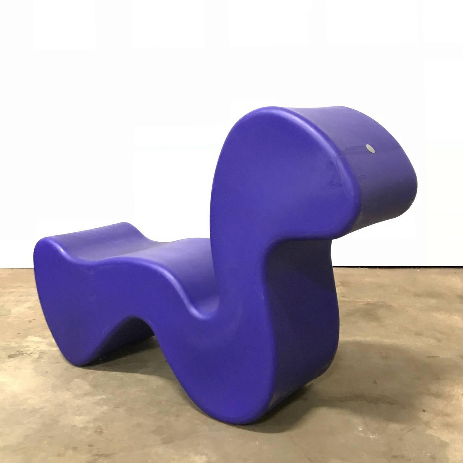 Purple Phantom. Original Phantom chair/table in plastic including marks and stamps. Multiuse chair, bench, table designed by Verner Panton. By rotating the form you can change its function; high back lounge chair, deep seated lounge chair, two