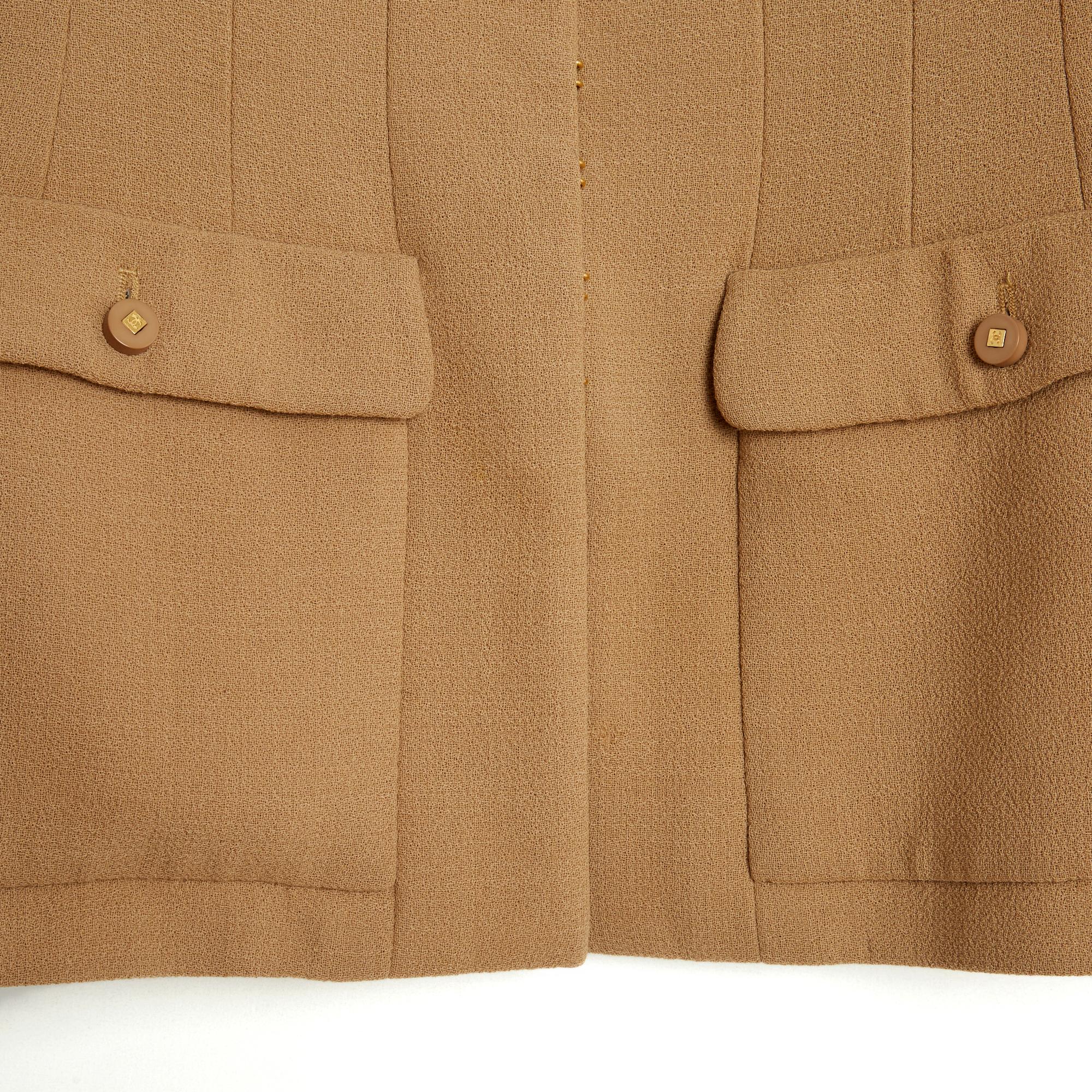 Brown 1998FW Chanel Wool Crepe Jacket FR40