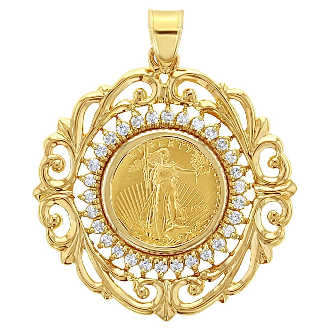 1999 1/10OZ Fine Gold Lady Liberty Medallion with Diamond Halo