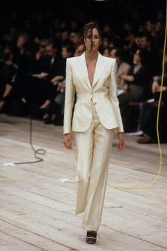 1999 Alexander Mcqueen Lifetime Creme Silk Embroidered Illusion Blazer Jacket