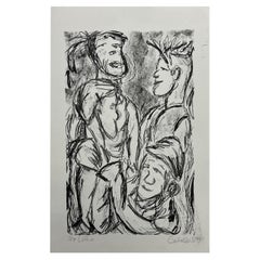 1999 Art by Gina Kail Lithograph 3/7 Abstract Male Figures