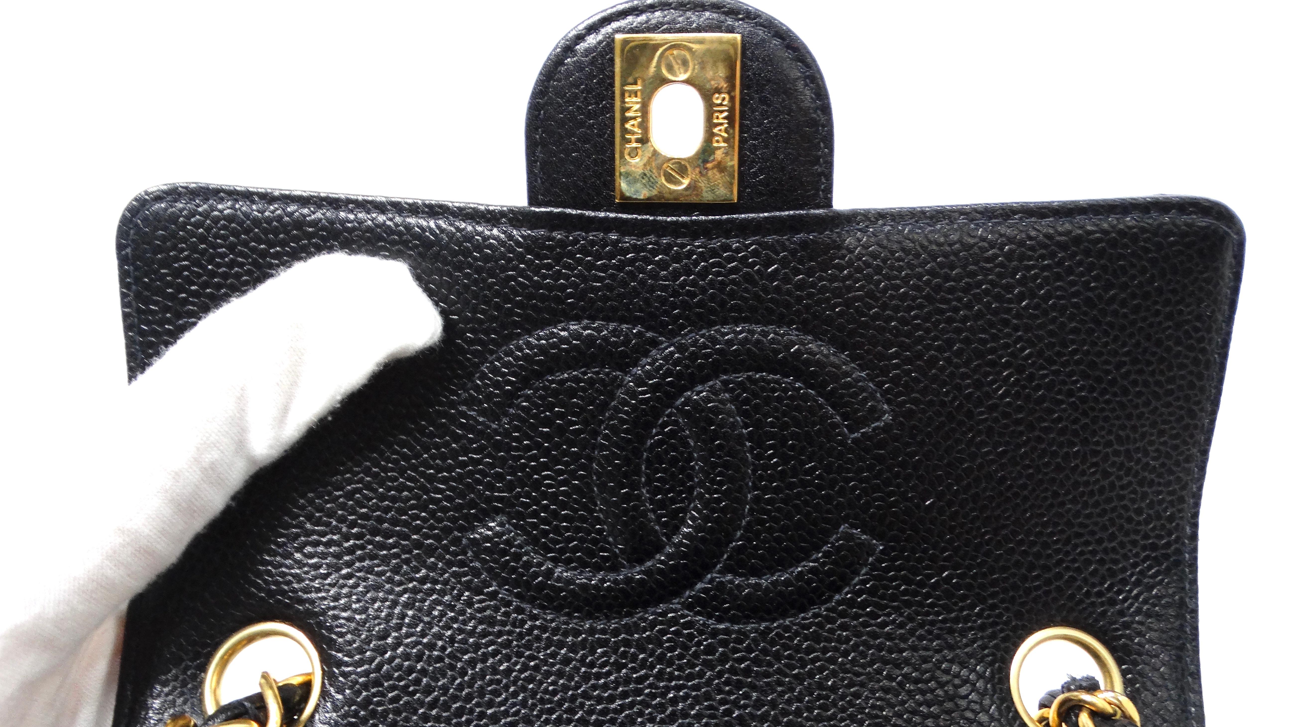 1999 Black Chanel Square Mini Caviar Leather Flap Bag For Sale 6