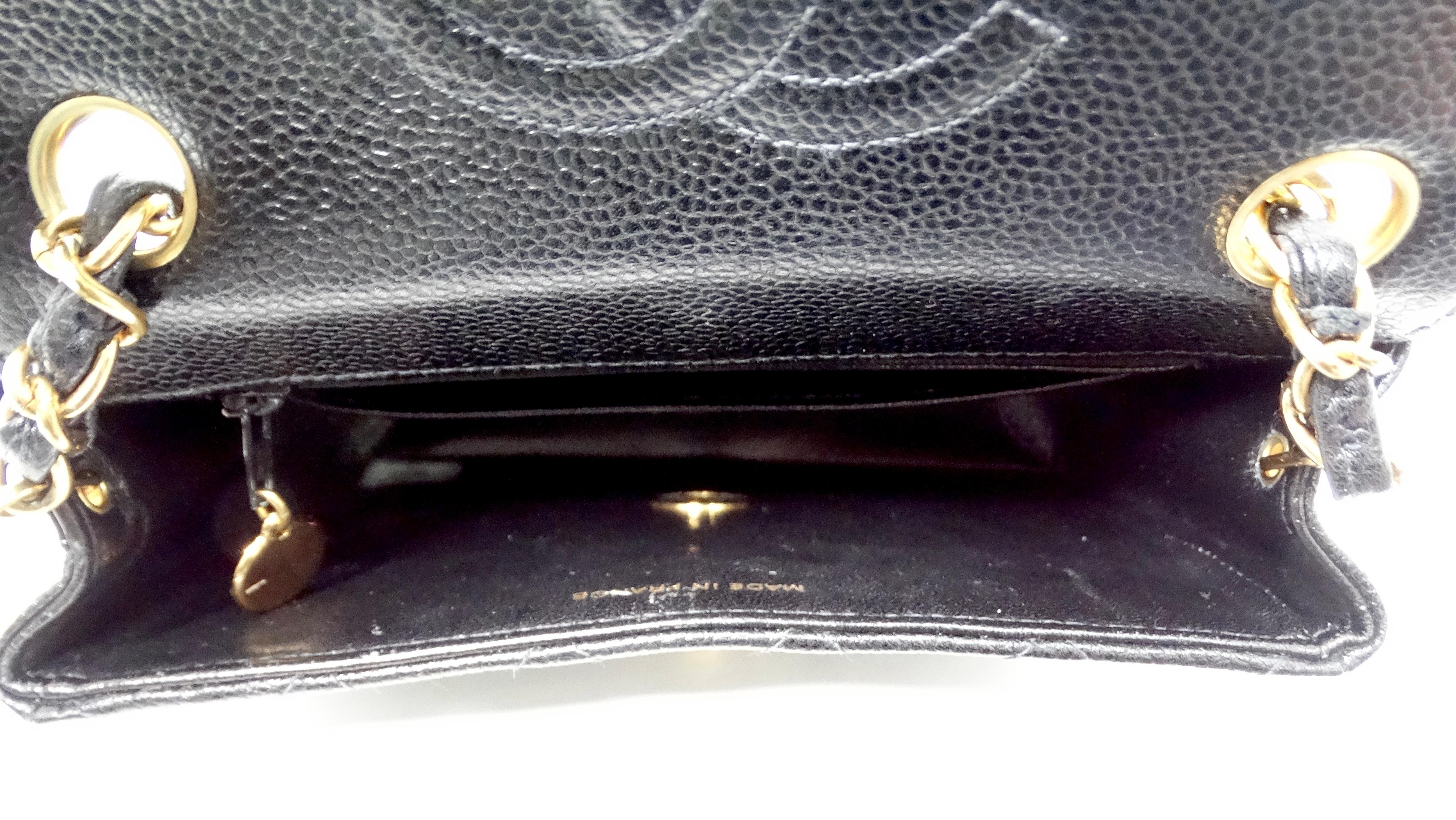 1999 Black Chanel Square Mini Caviar Leather Flap Bag For Sale 7