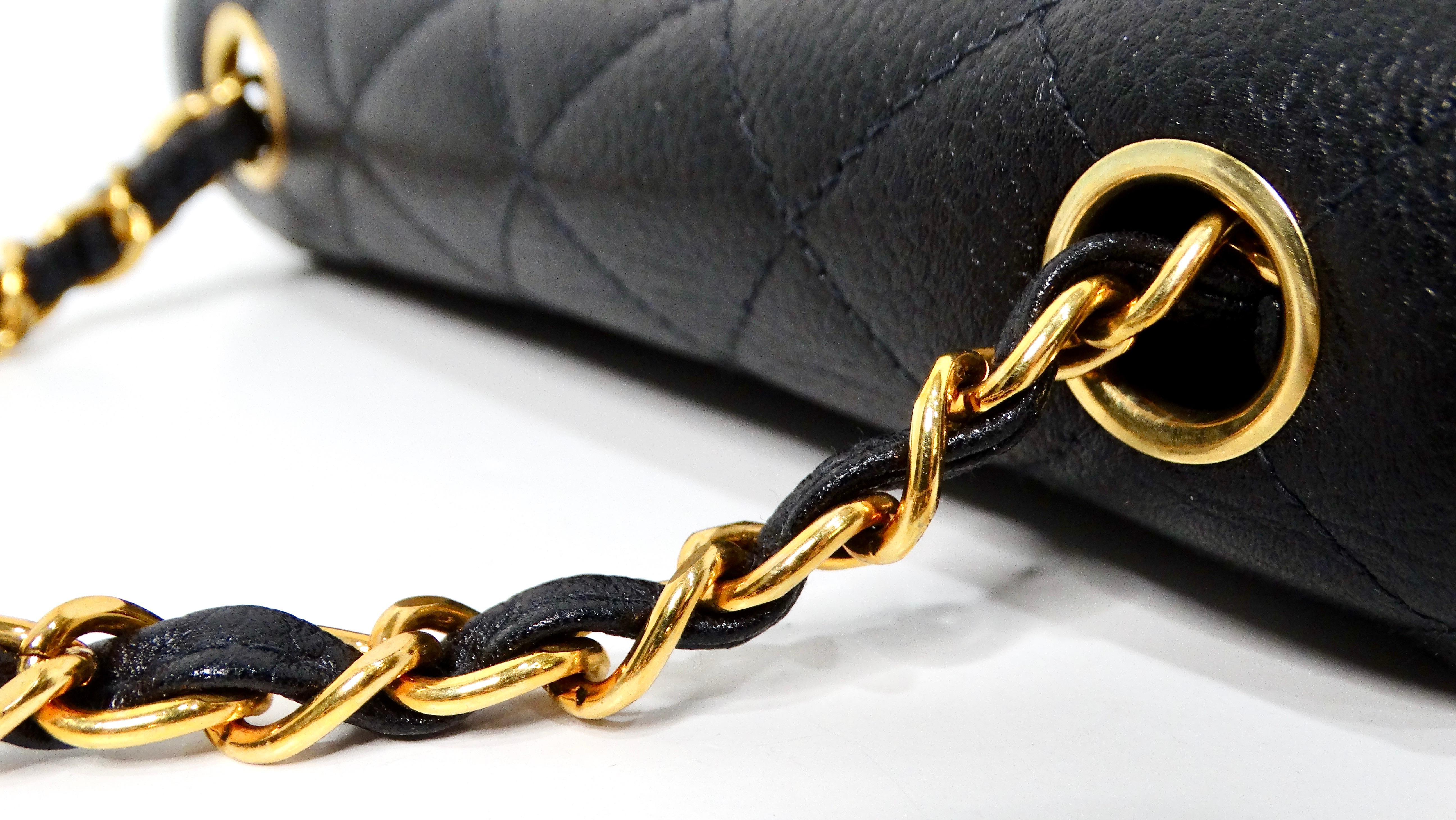 1999 Black Chanel Square Mini Caviar Leather Flap Bag In Excellent Condition For Sale In Scottsdale, AZ