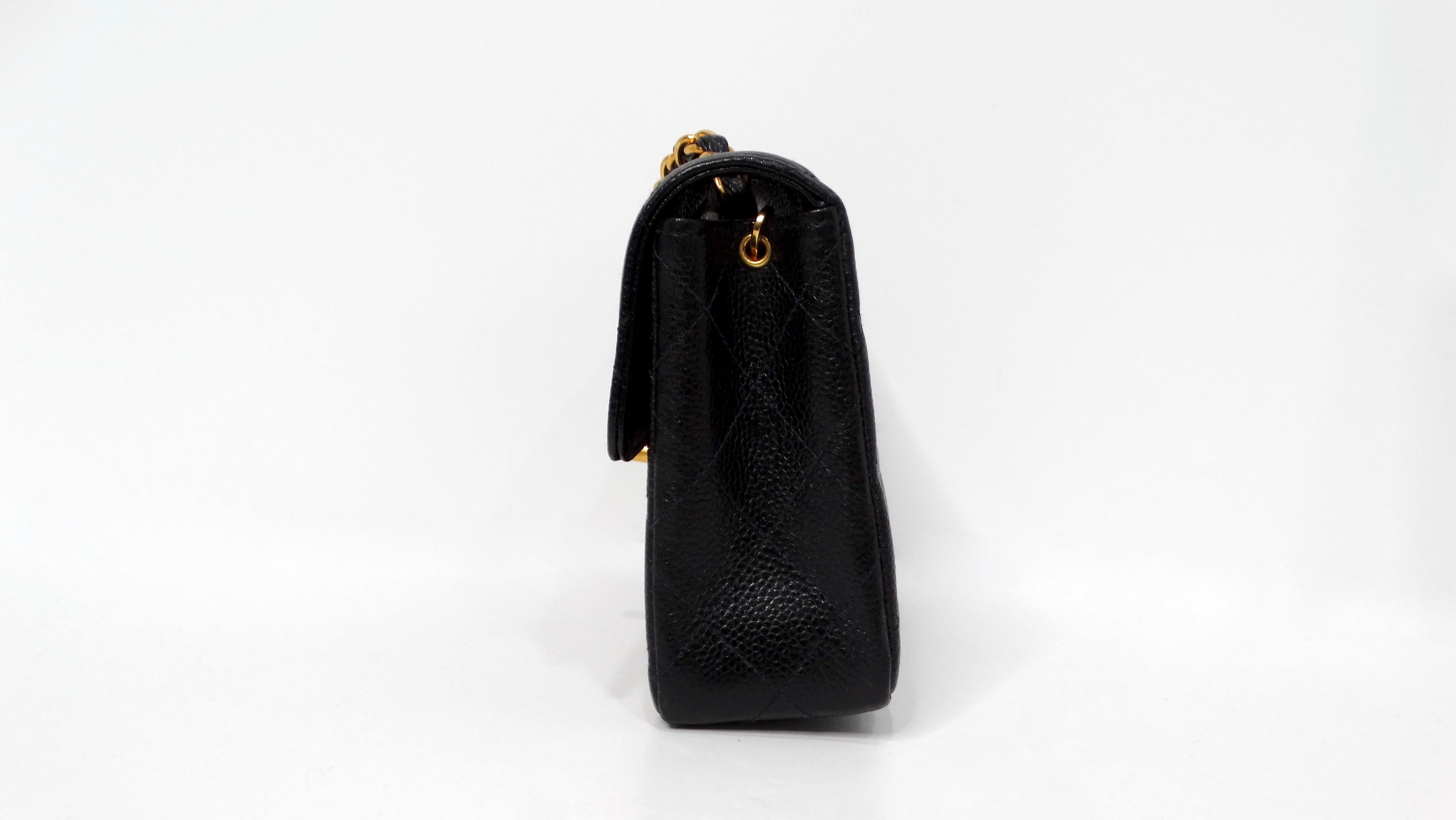 1999 Black Chanel Square Mini Caviar Leather Flap Bag For Sale 3