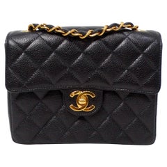 1999 Black Chanel Square Mini Caviar Leather Flap Bag