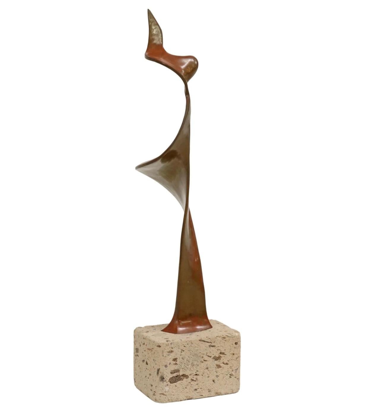 Late 20th Century 1999 Bronze Abstract Sculpture by Noted Mexican Artist Jonas Gutierrez Castillo For Sale