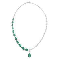 19,99 Carati Smeraldo dello Zambia 8,17 Carati SI/H Collana di diamanti in oro bianco 18 carati