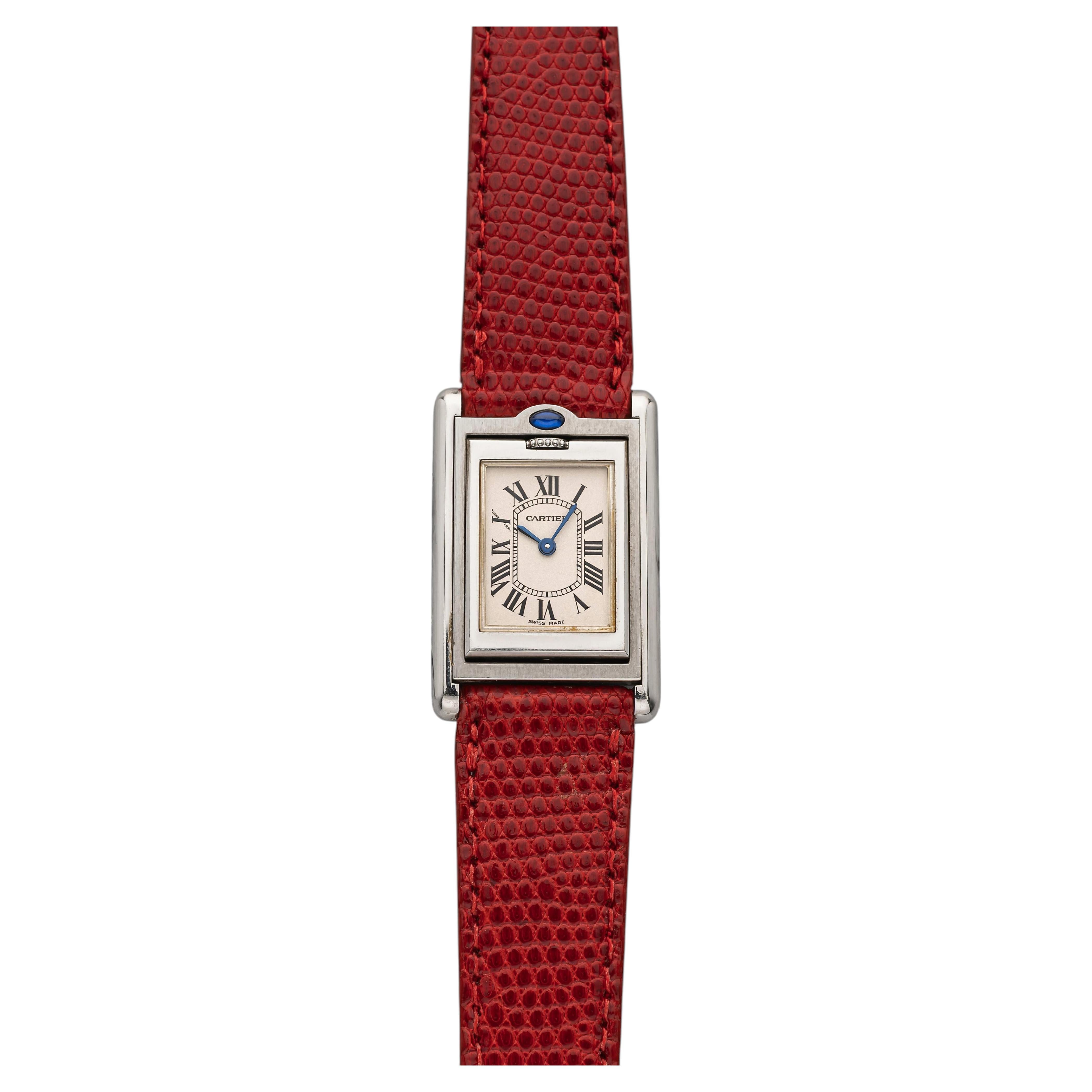 1999 Cartier Tank Basculante 2386 Acier inoxydable Blanc Cadran romain Quartz 22 mm