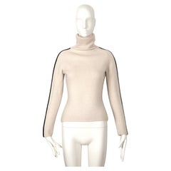 1999 CELINE cream and black cashmere logo sweater